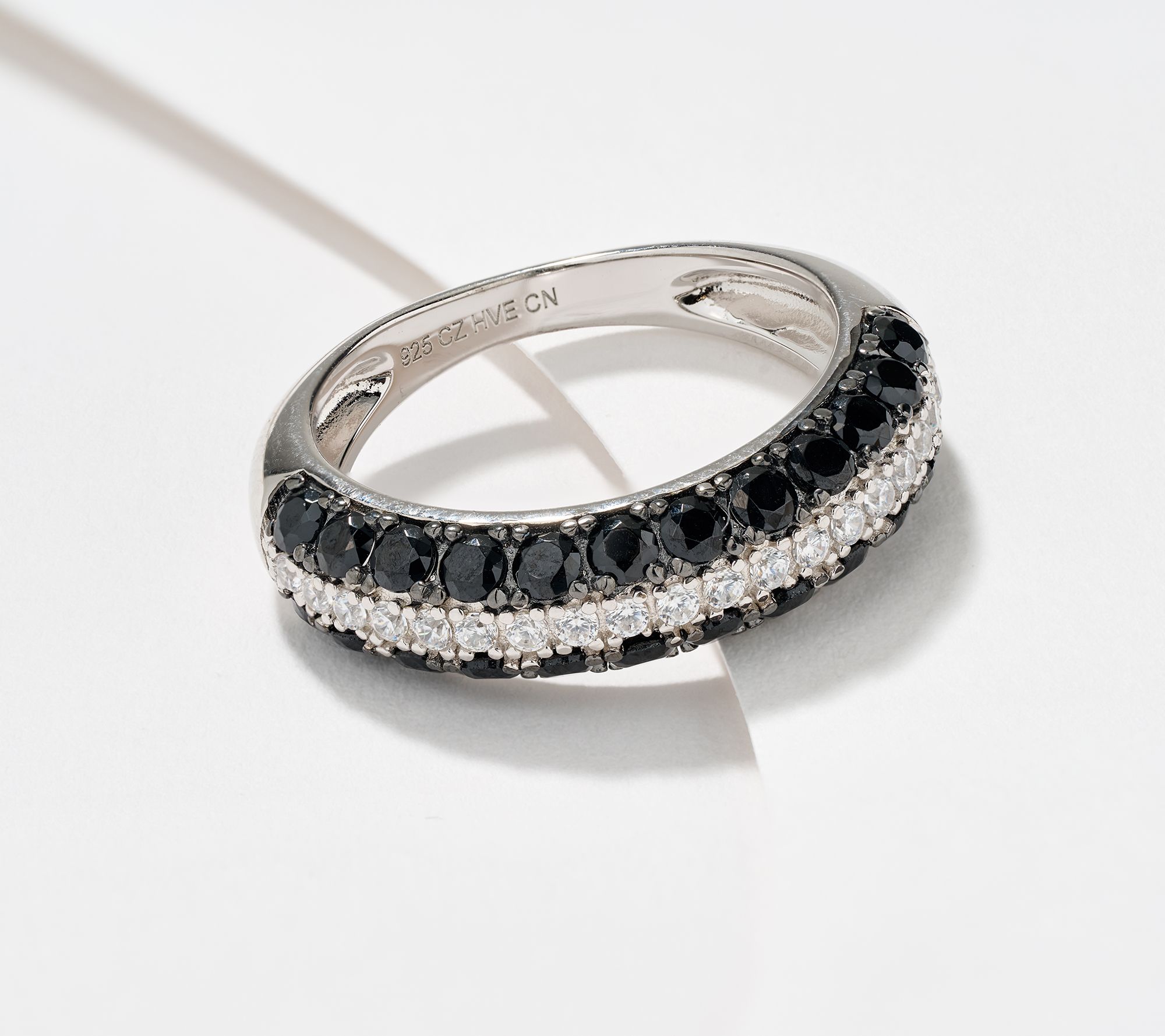 Diamonique Pave Colorblocked Band Ring, Sterling Silver