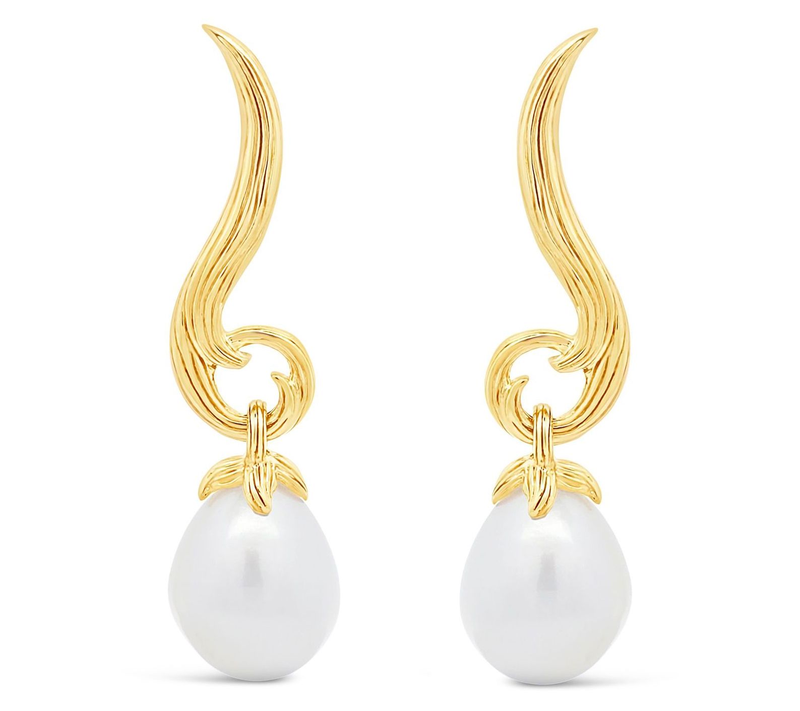 Ariva 18K Gold Clad Silk Cultured Pearl Drop Earrings