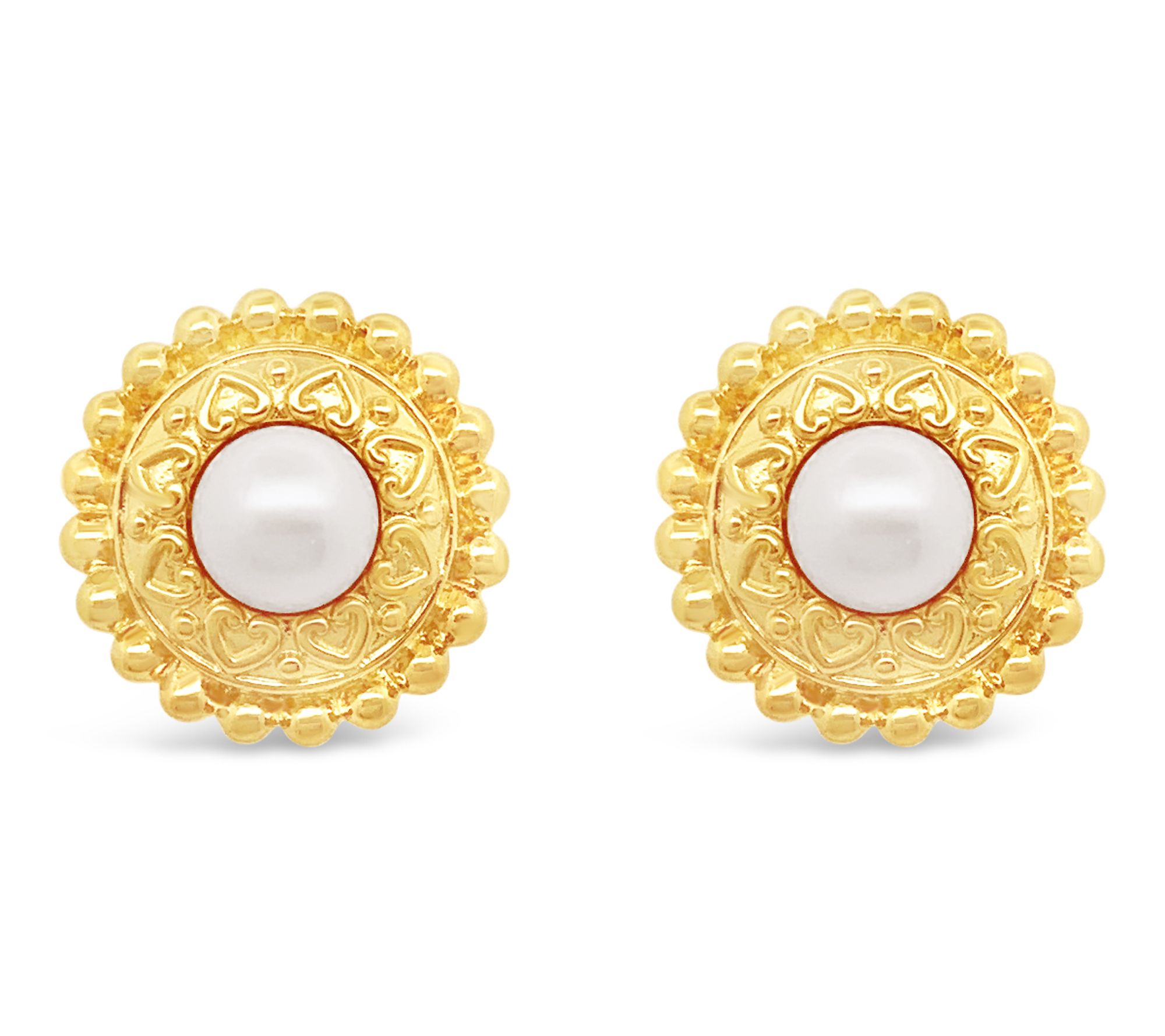 Elyse Ryan 14K Gold Clad Cultured Pearl ButtonEarrings