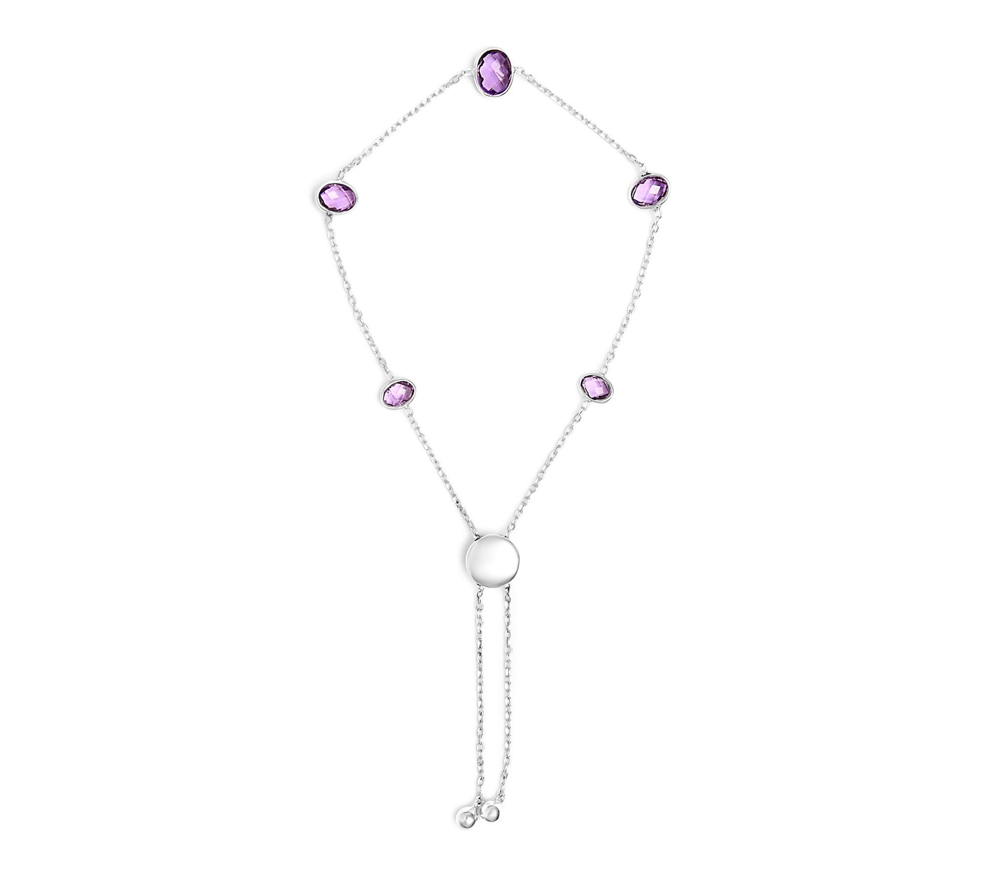 Haus of Brilliance Amethyst Station Bolo Bracelet, Sterling