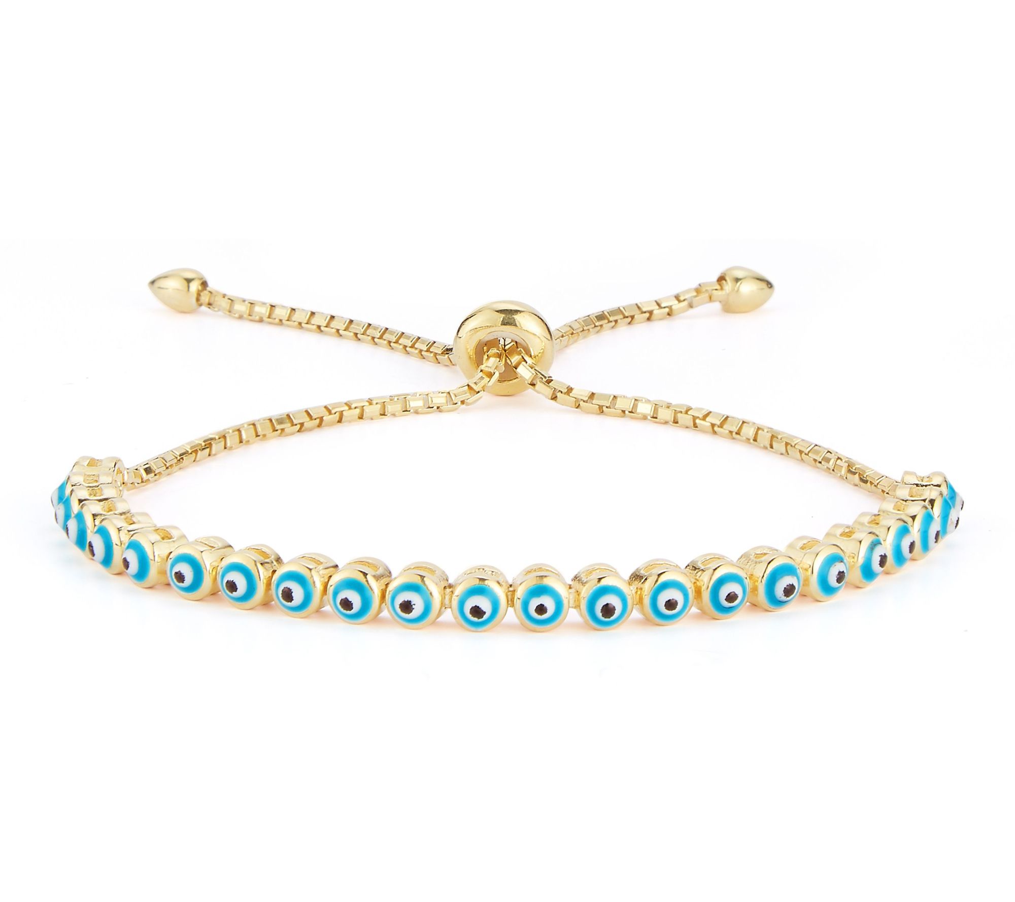 Sterlina Silver Enamel Evil Eye Adjustable Bracelet, Sterling