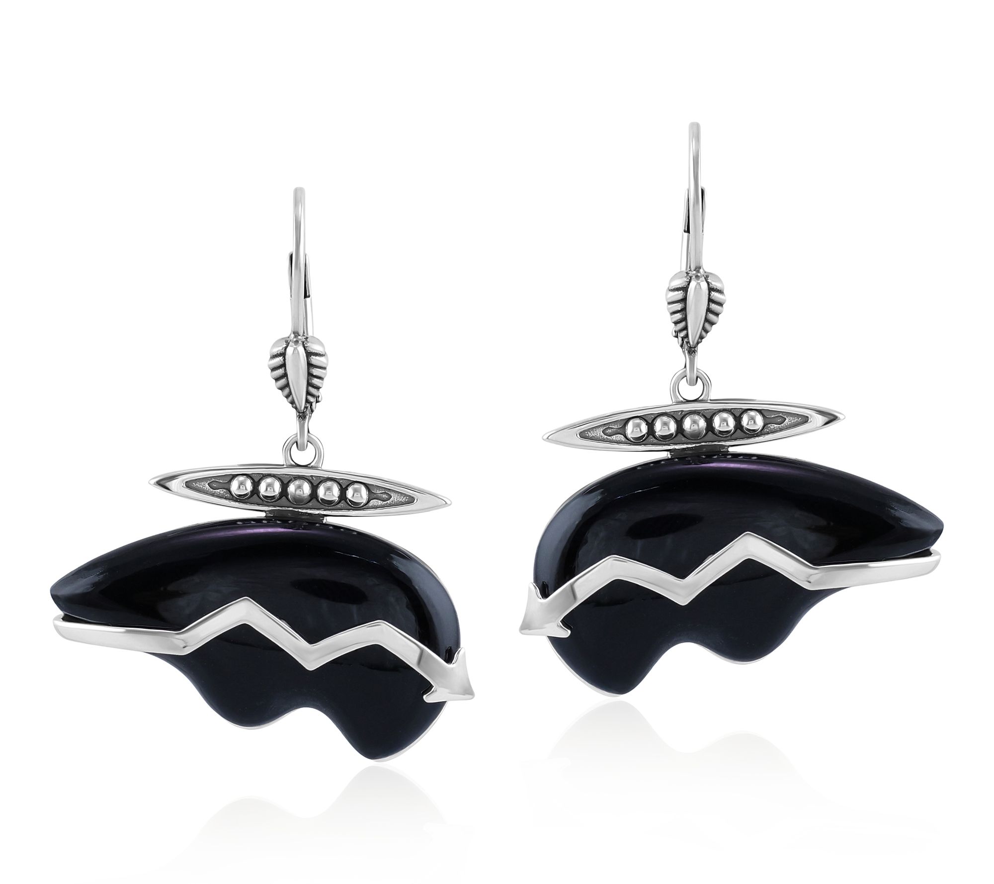 American West Sterling Silver Gemstone Bear Dangle Earrings