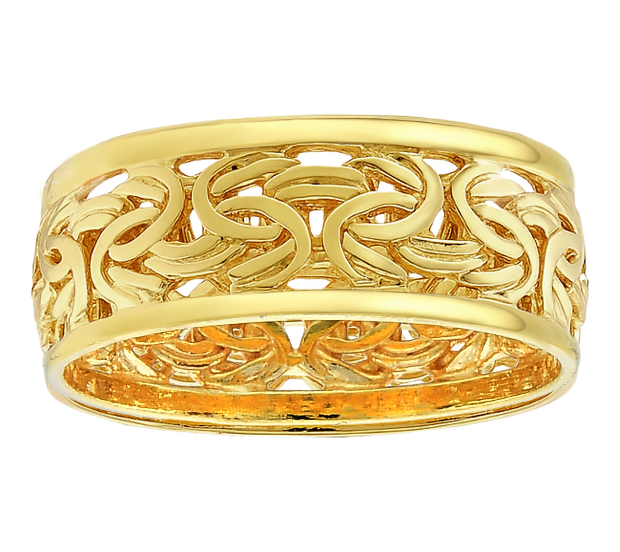 Silver Style 8mm Byzantine Polished Border BandRing, Sterling