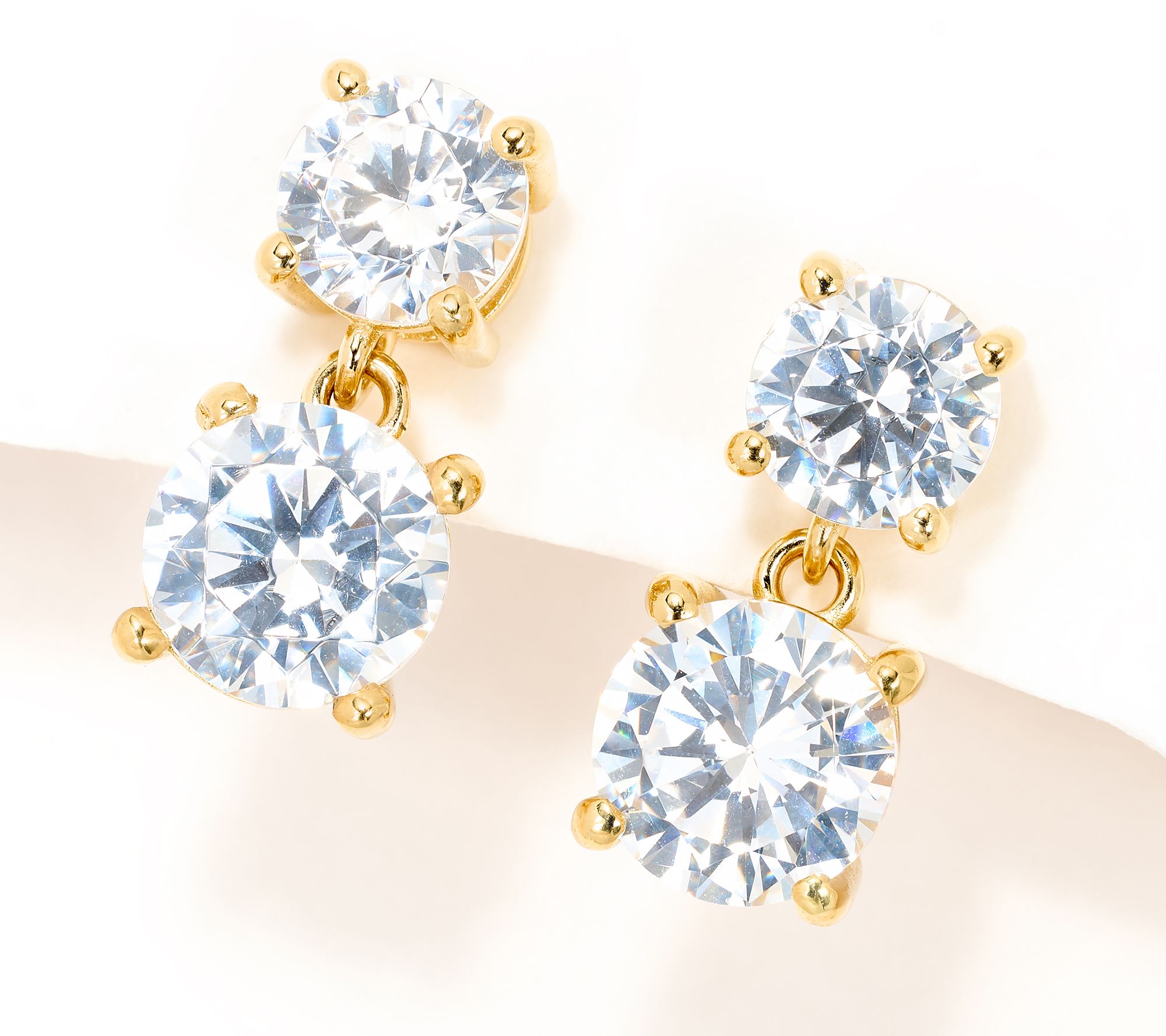 "As Is" Diamonique Double Stone Dangle Earrings Sterling Silver