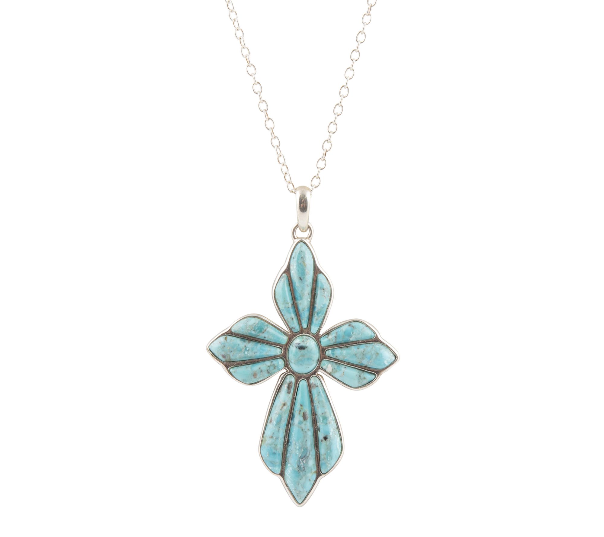 Barse Artisan Crafted Sterling Turquoise CrossNecklace