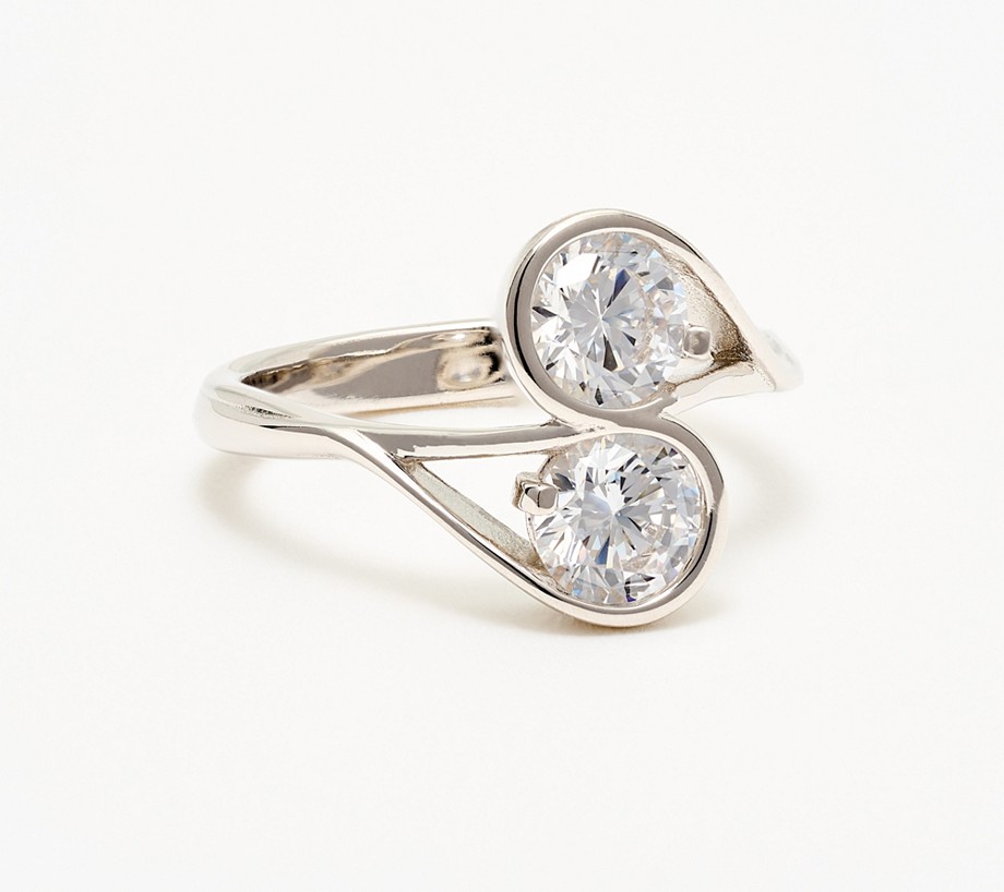 Diamonique Italia Love Embrace Ring, Sterling Silver