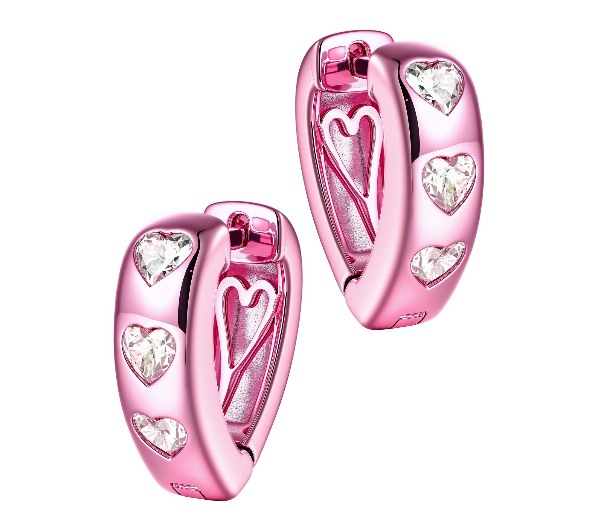 Diamonique x Jennifer Miller Pink Hoop Earrings, Sterling