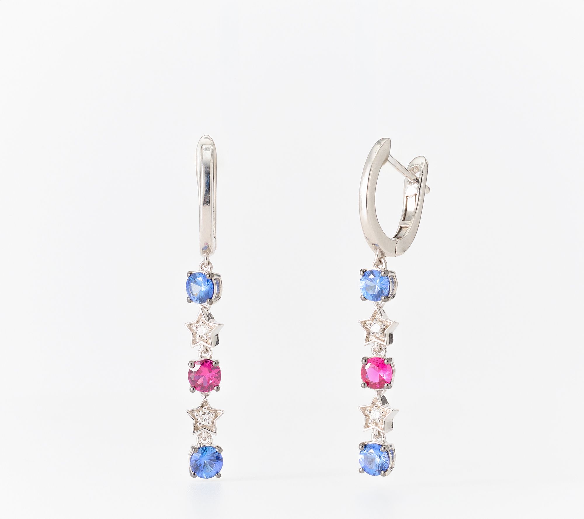 Carlo Viani Stars and Circles Dangle Earrings, Sterling Silver