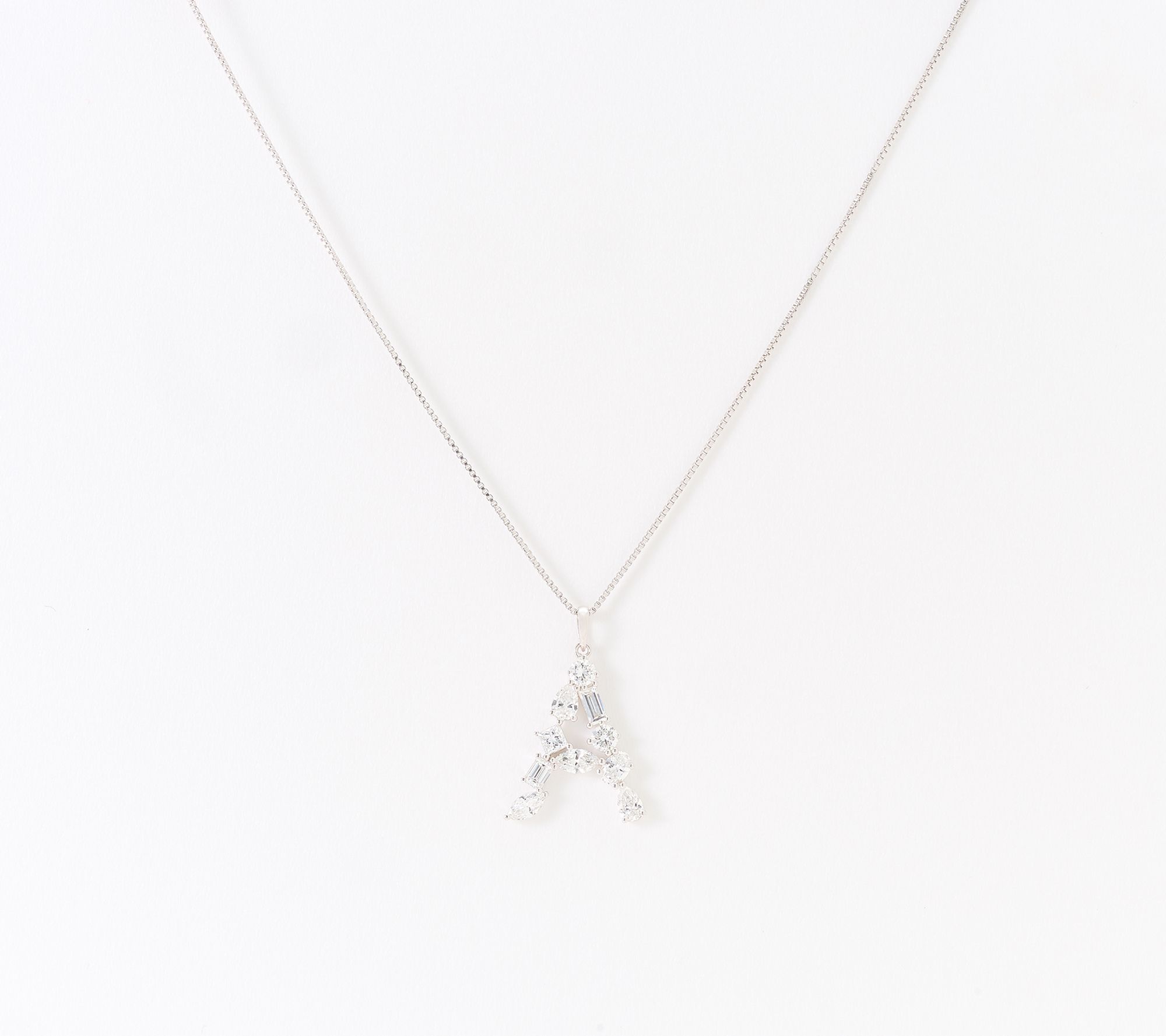 Fire Light Lab Grown Diamonds 1.00 cttw Fancy Shape Initial Necklace Silver