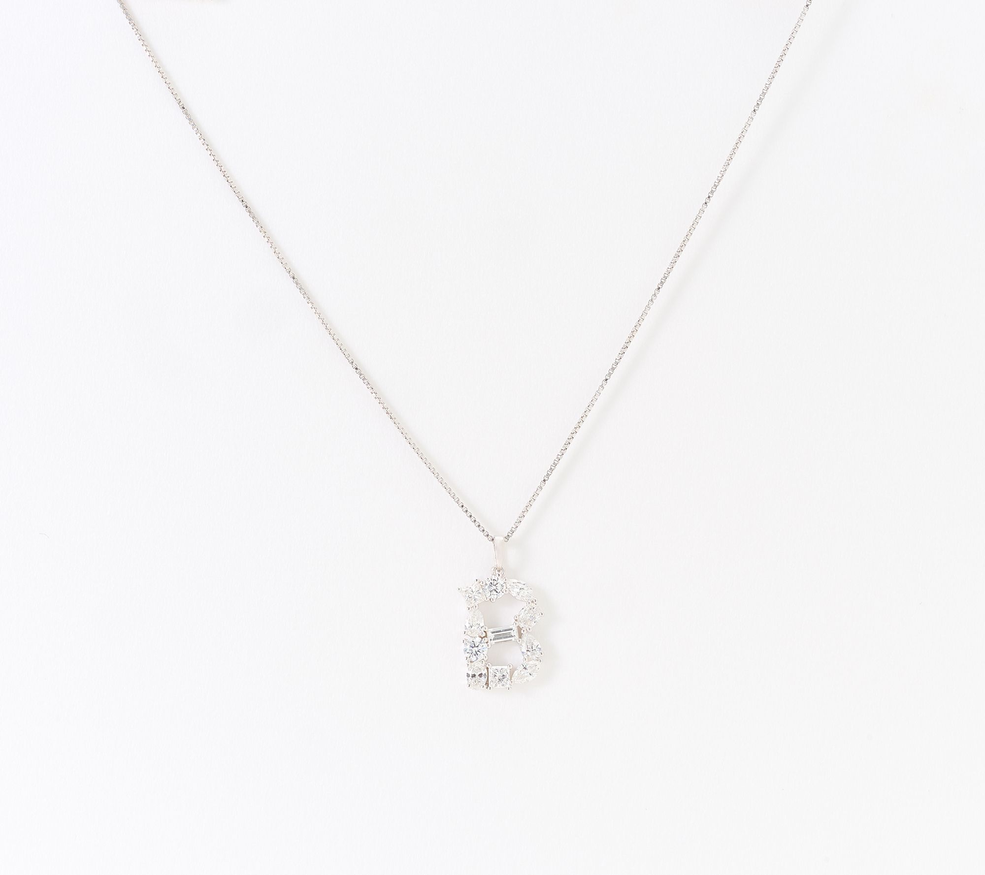 Fire Light Lab Grown Diamonds 1.00 cttw Fancy Shape Initial Necklace Silver