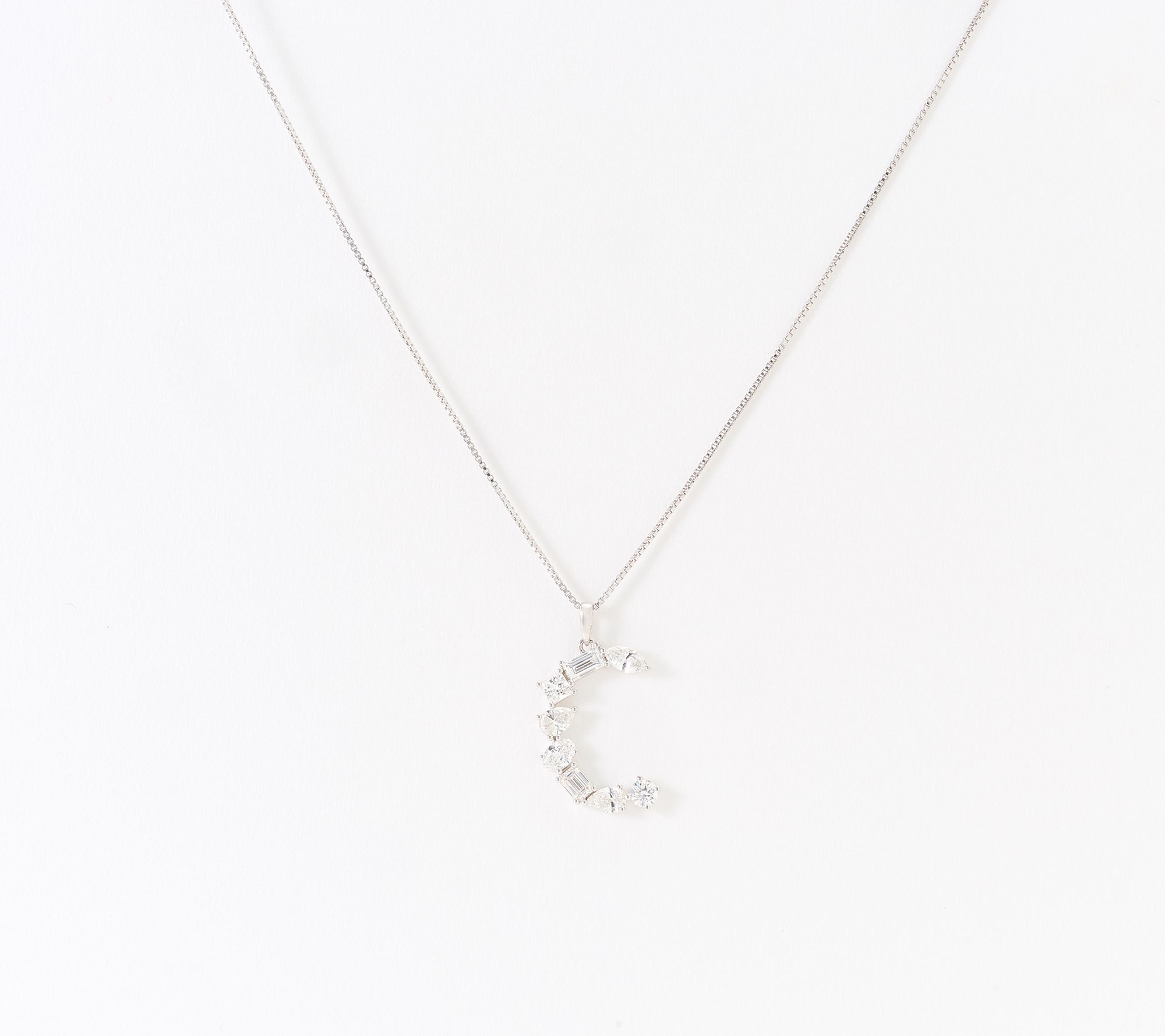 Fire Light Lab Grown Diamonds 1.00 cttw Fancy Shape Initial Necklace Silver