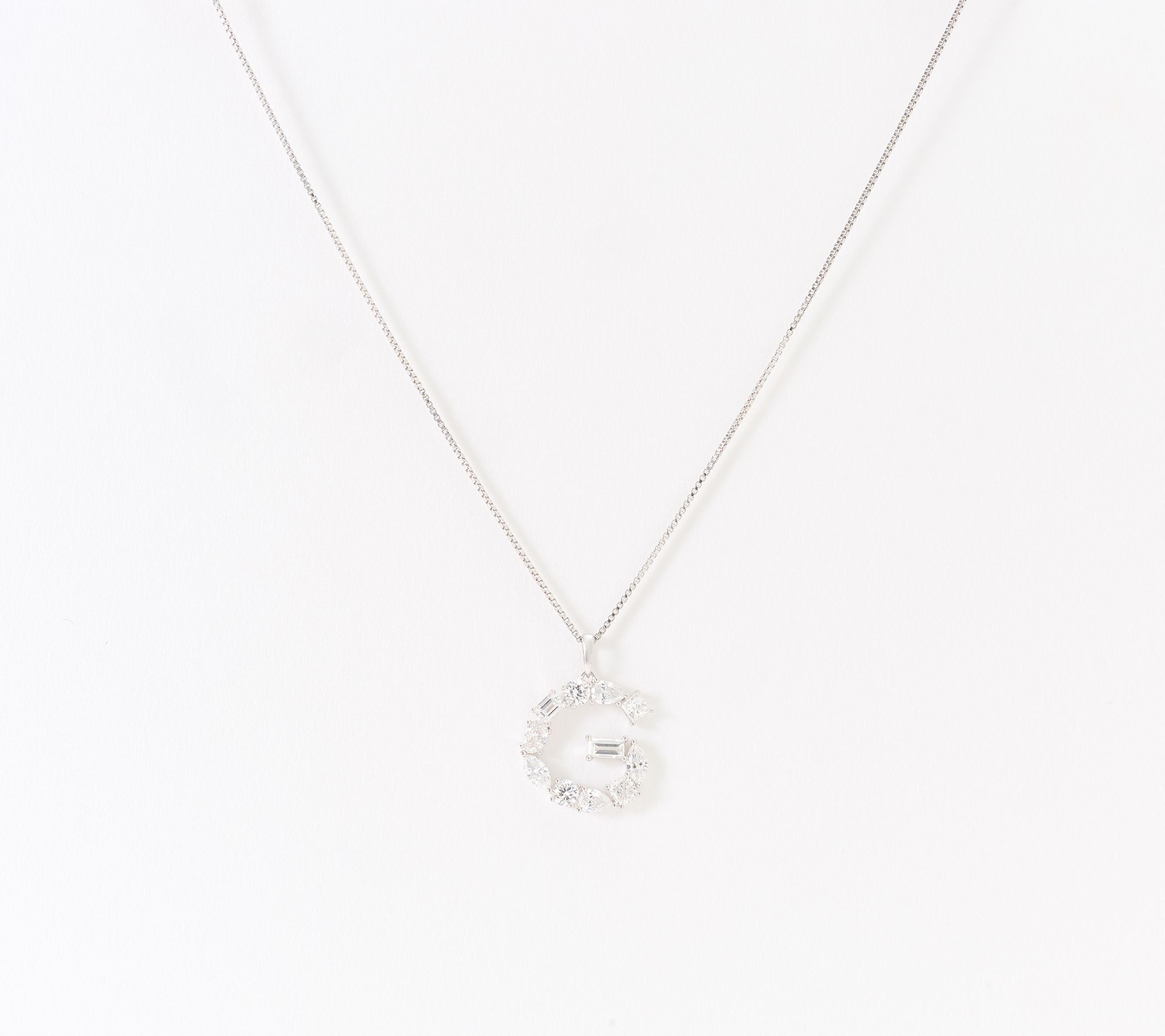 Fire Light Lab Grown Diamonds 1.00 cttw Fancy Shape Initial Necklace Silver