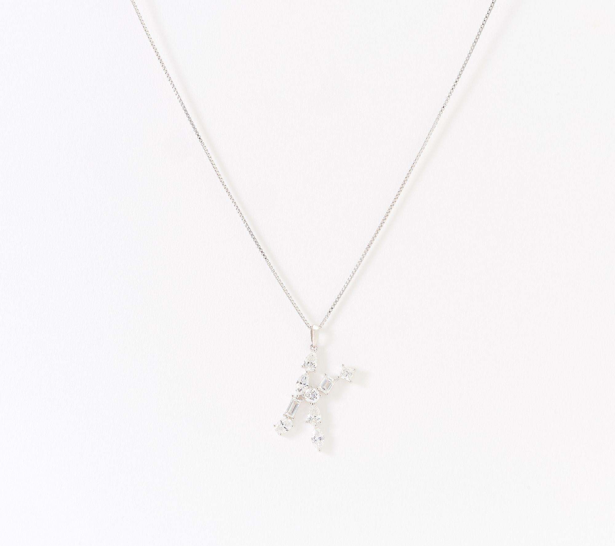 Fire Light Lab Grown Diamonds 1.00 cttw Fancy Shape Initial Necklace Silver