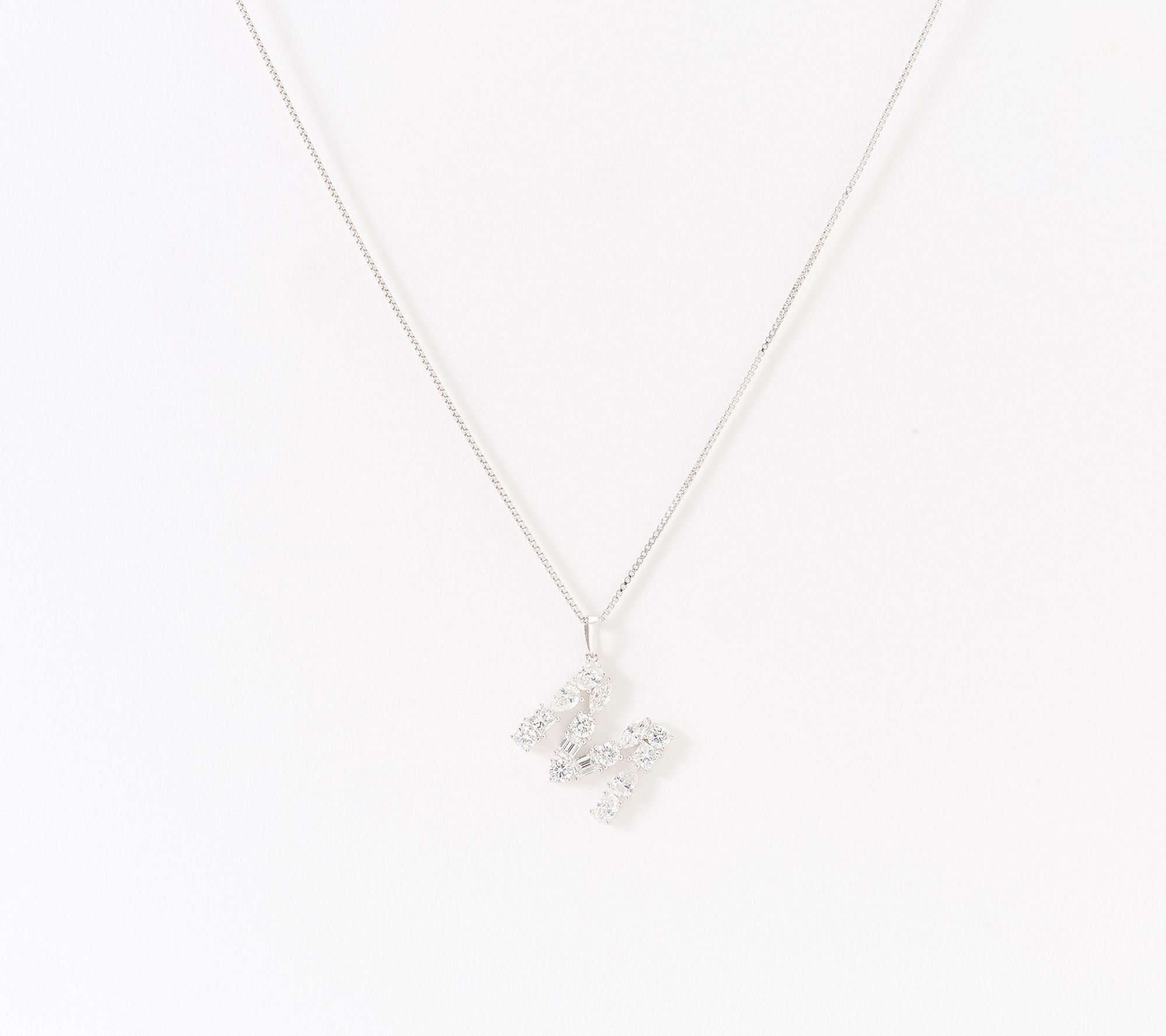 Fire Light Lab Grown Diamonds 1.00 cttw Fancy Shape Initial Necklace Silver