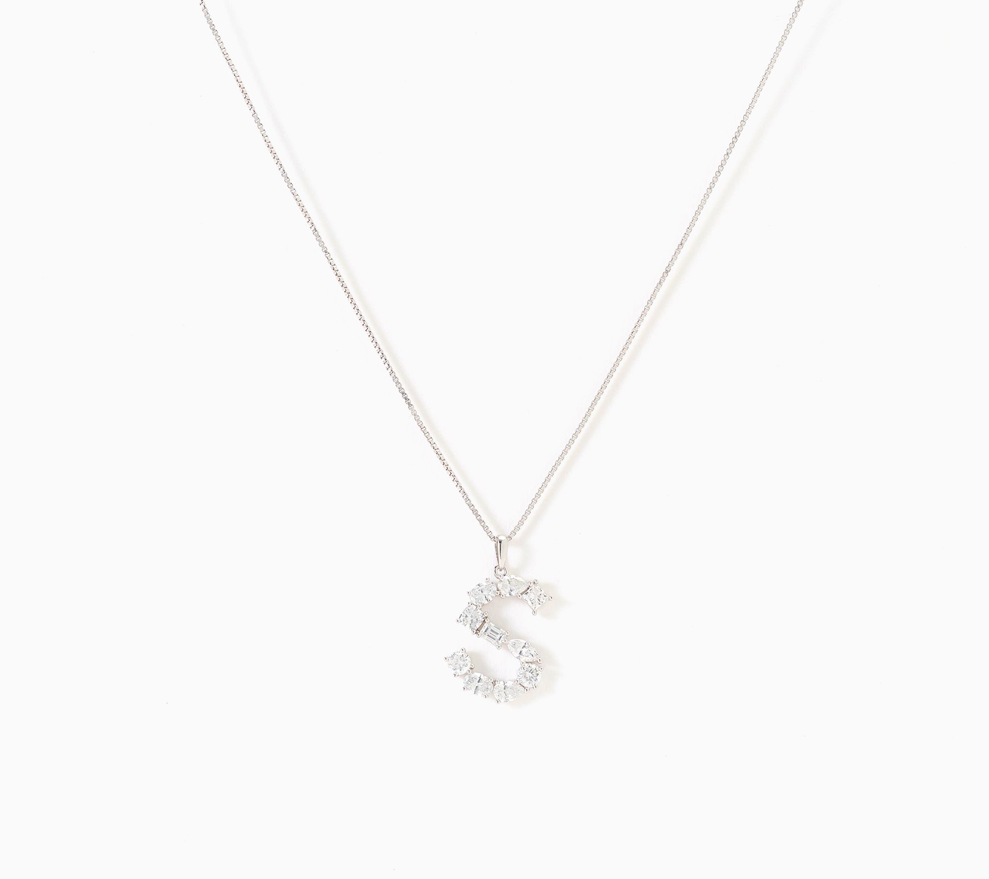 Fire Light Lab Grown Diamonds 1.00 cttw Fancy Shape Initial Necklace Silver