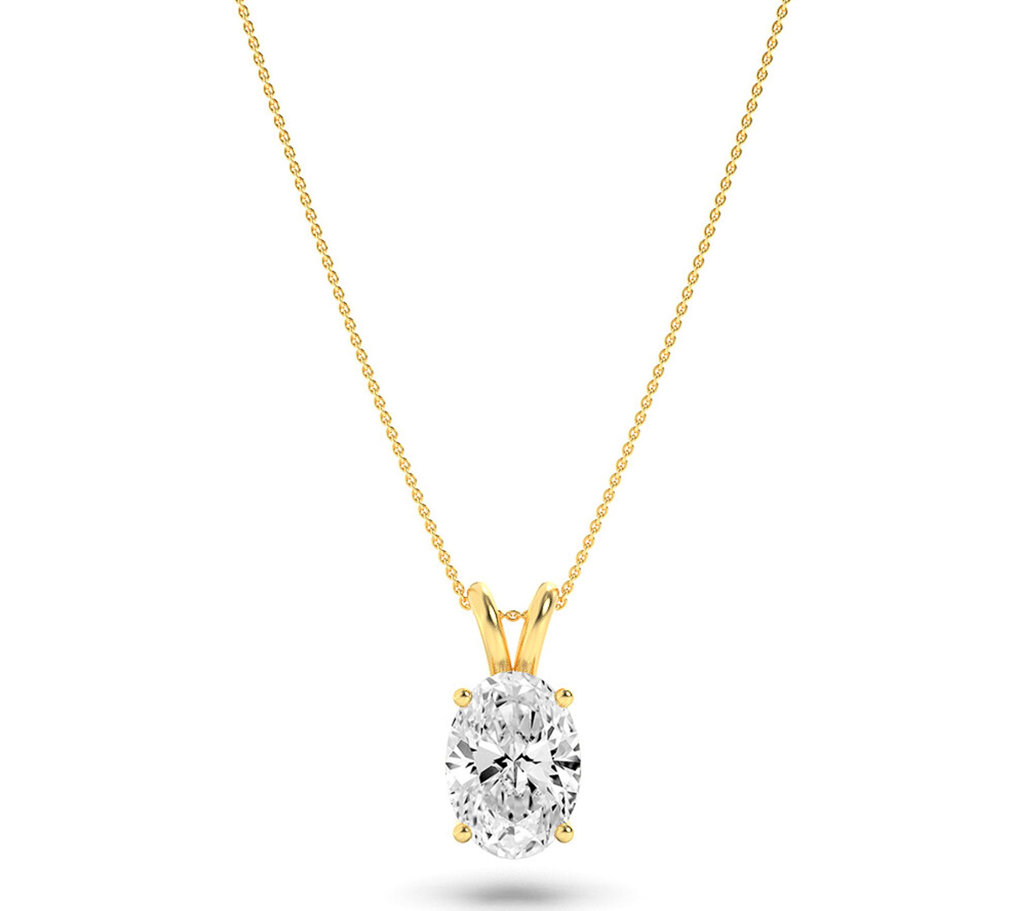 Fire Light 1.00 cttw Lab Grown Diamond Oval CutNecklace, 14K