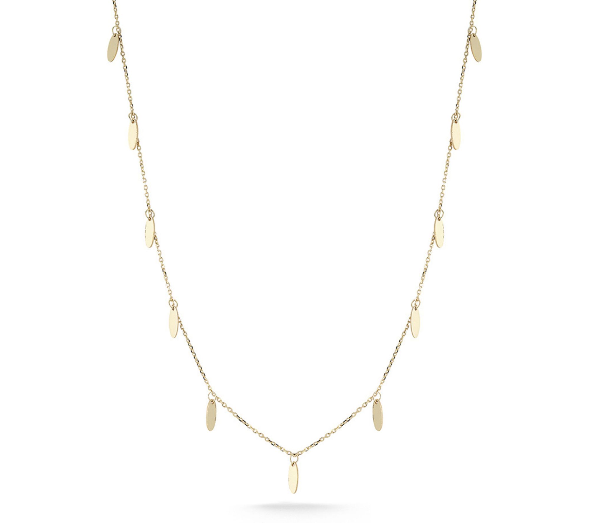 Italian Gold Flat Oval Charm Necklace, 14K