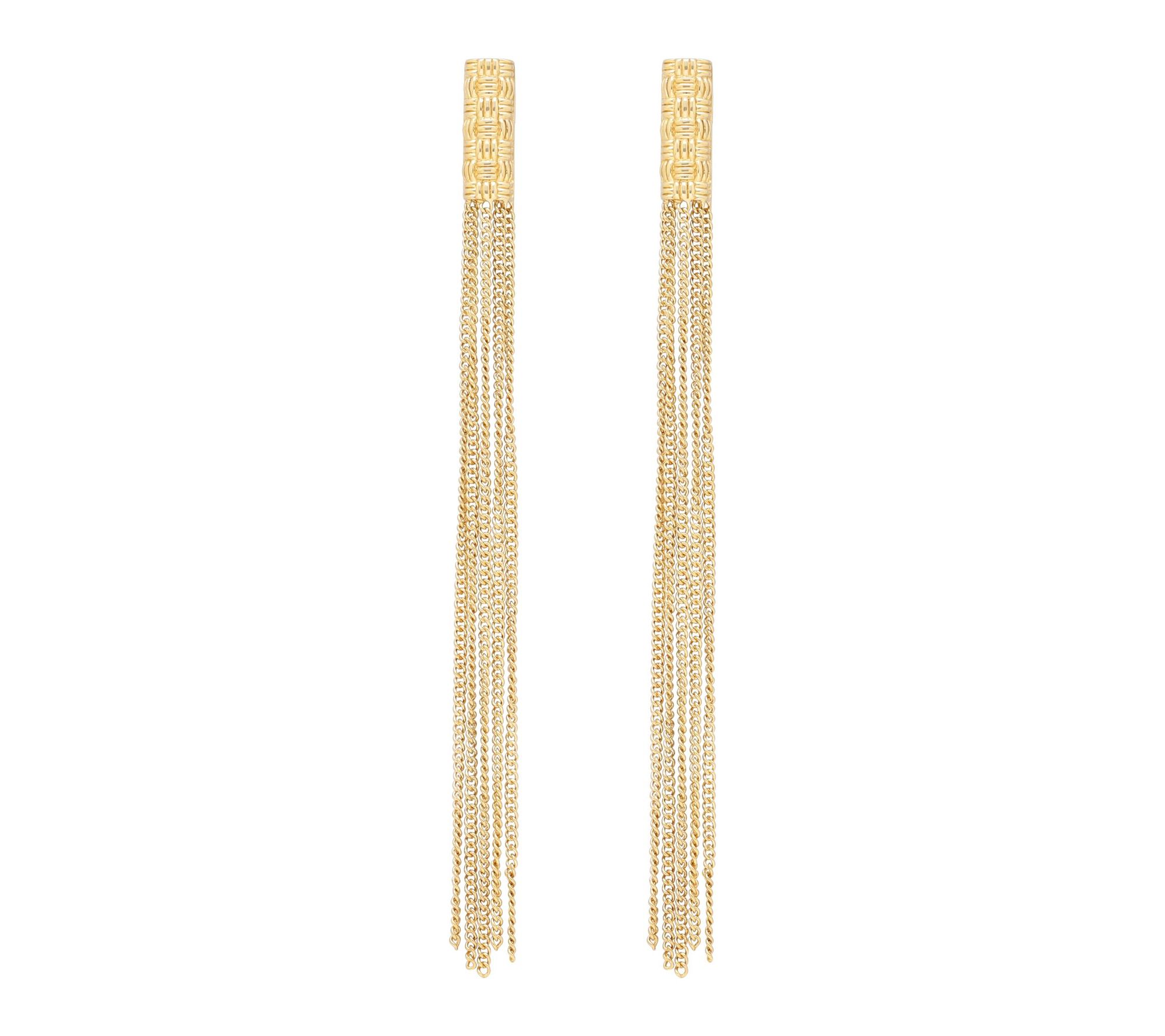Ariva 18K Gold Clad Long Chain Tassel Earrings