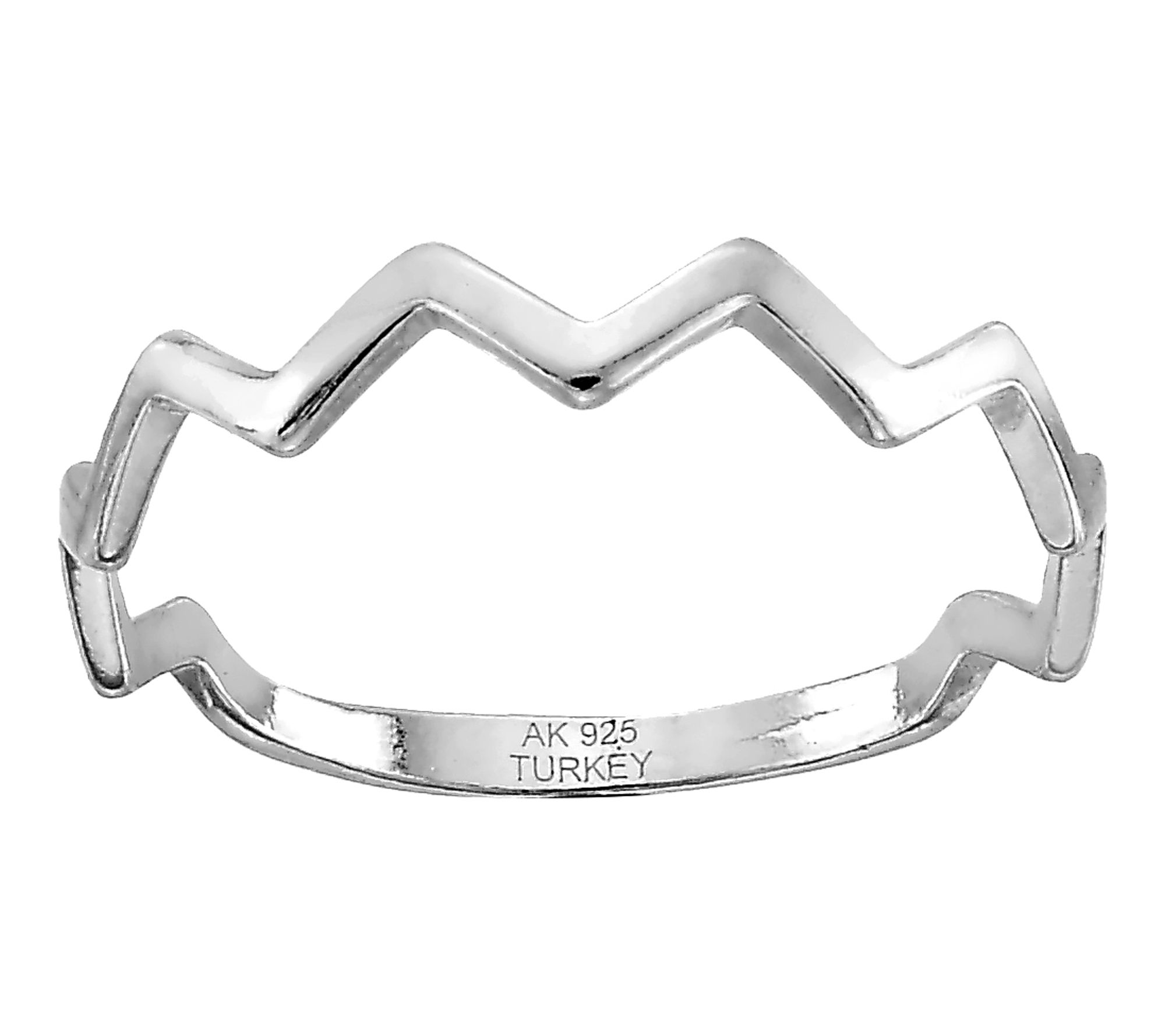 Silver Style Zig Zag Design Band Ring, Sterling