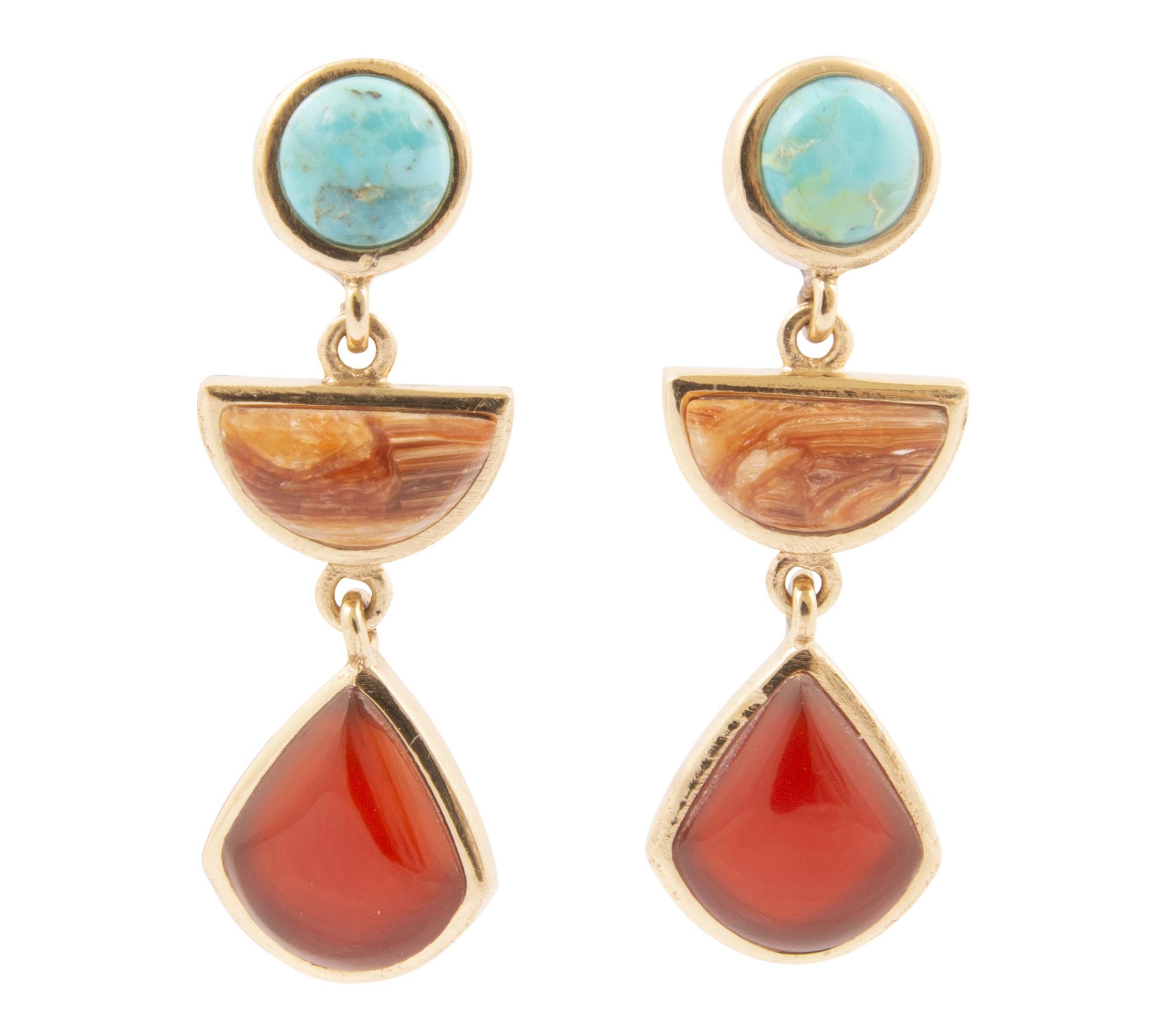 Barse Artisan Crafted Bronco Turquoise & Carnelian Earrings