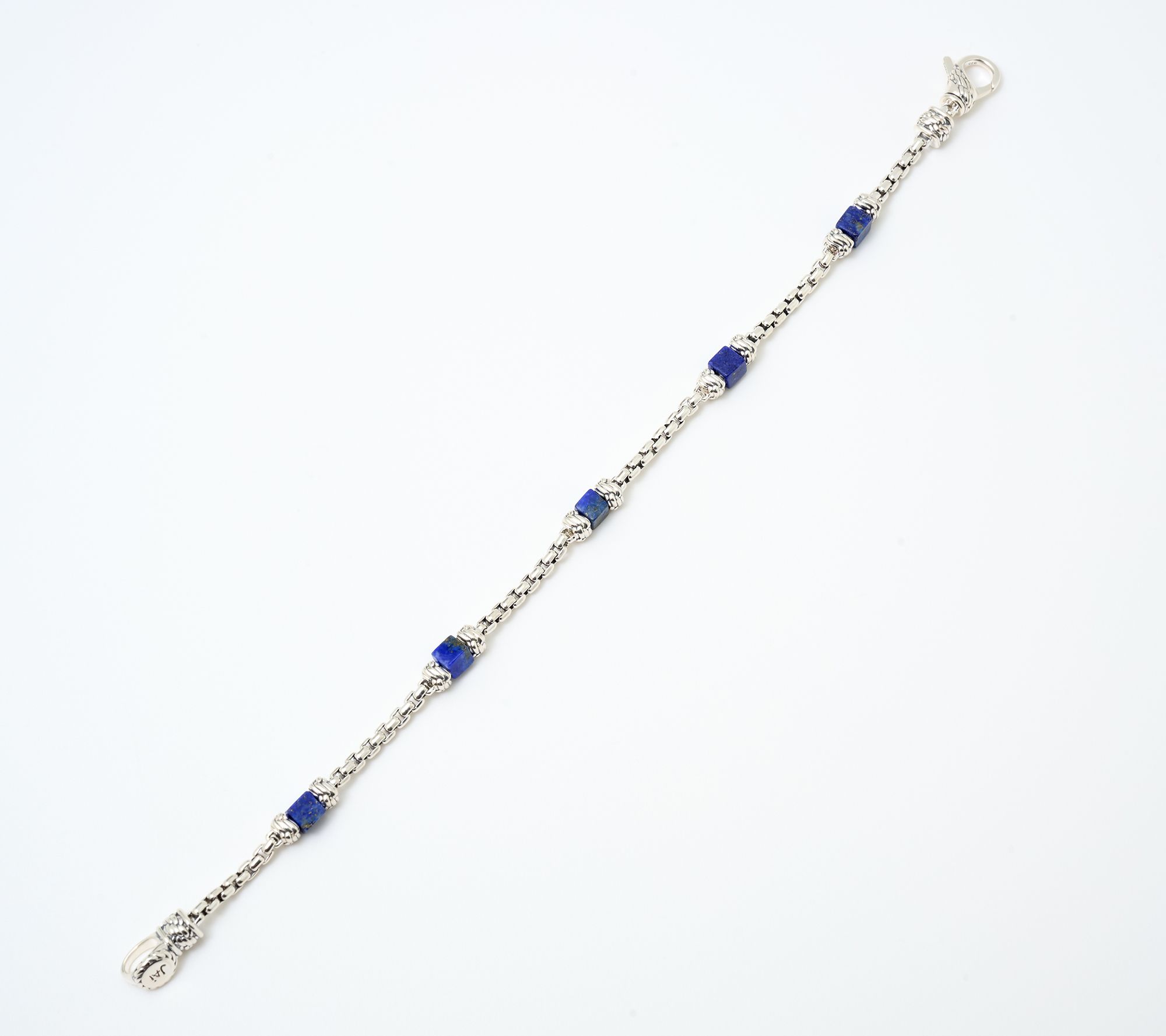 JAI Ireland Sterling Silver Cara Rope Gemstone Box Chain Bracelet
