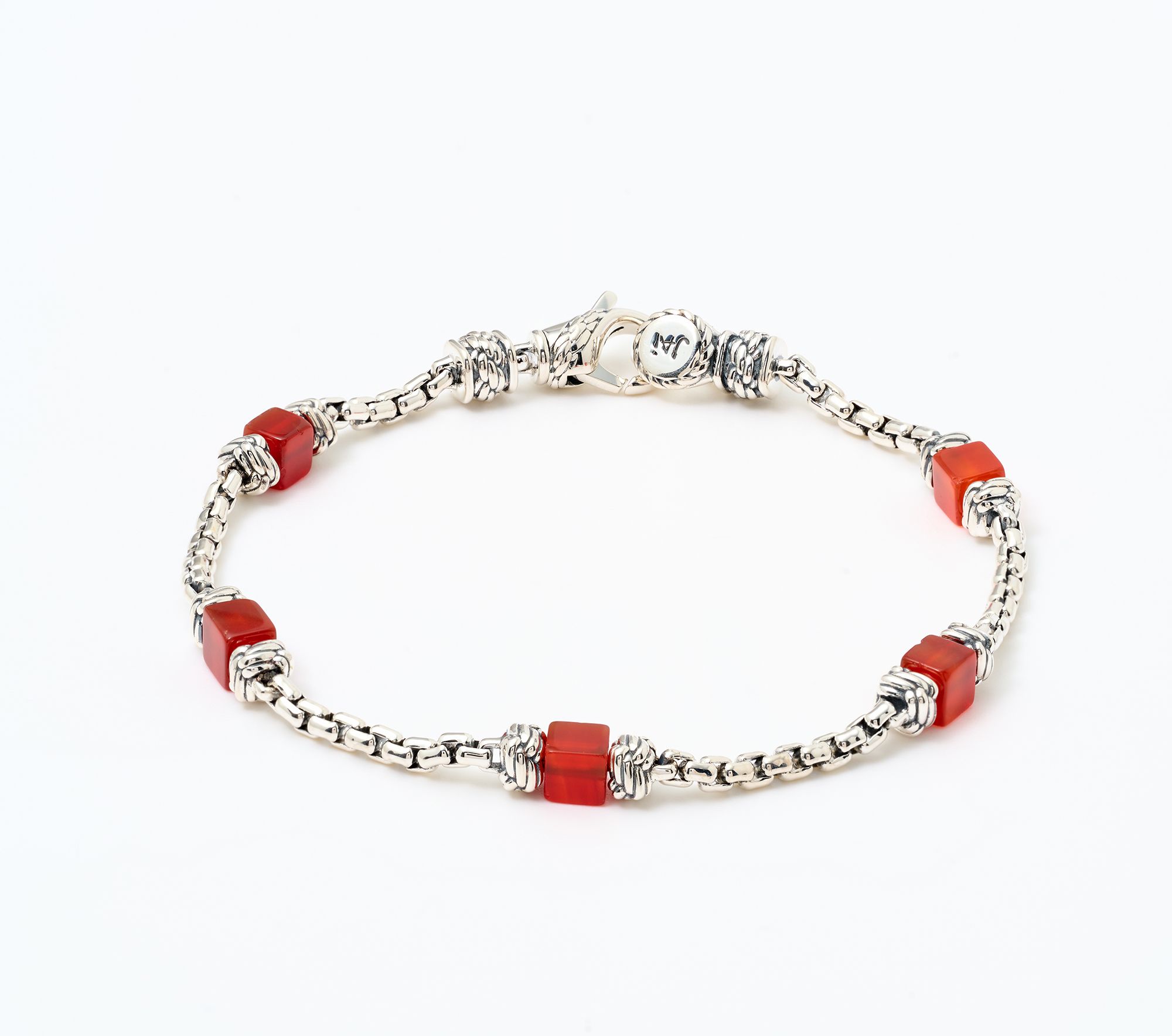 JAI Ireland Sterling Silver Cara Rope Gemstone Box Chain Bracelet