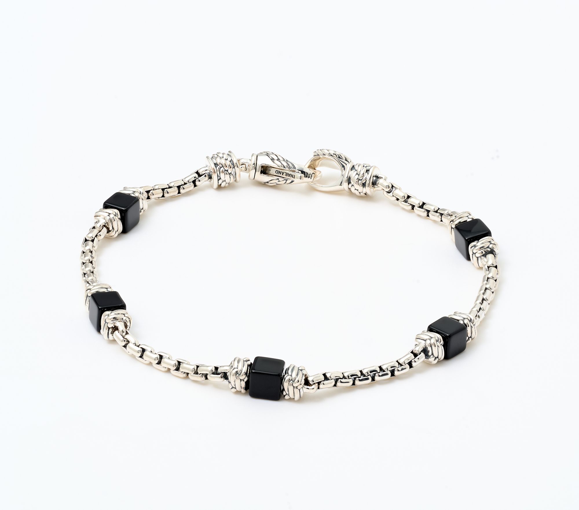 JAI Ireland Sterling Silver Cara Rope Gemstone Box Chain Bracelet