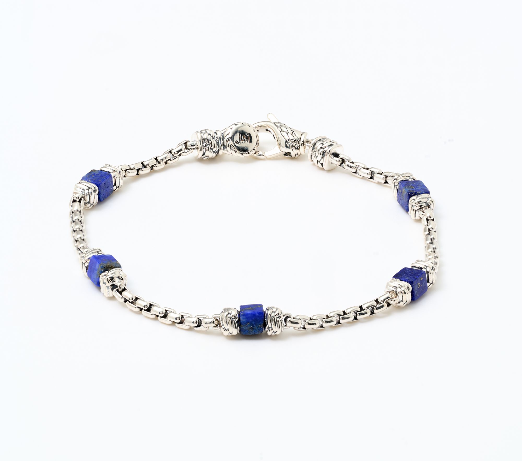 JAI Ireland Sterling Silver Cara Rope Gemstone Box Chain Bracelet