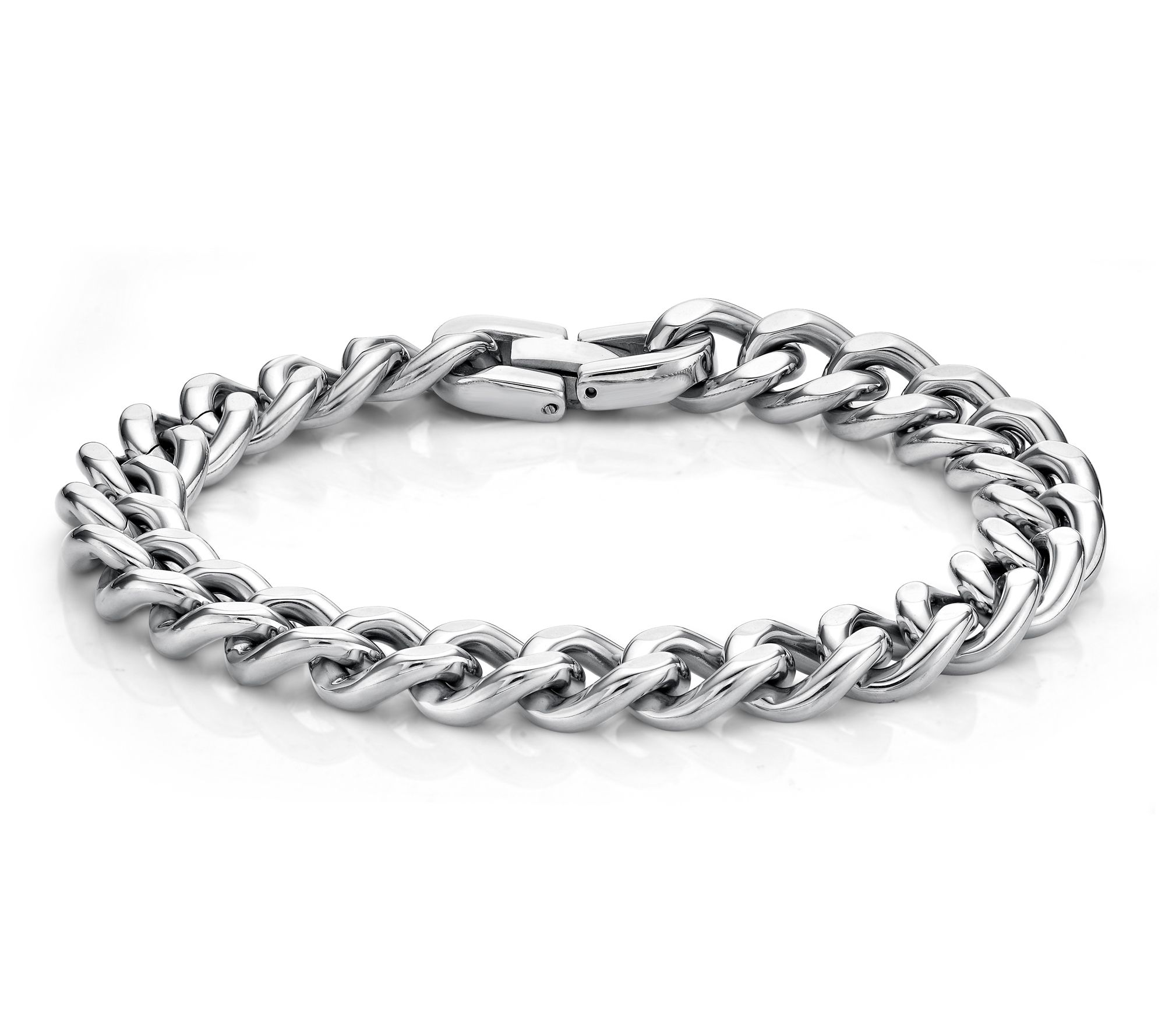 LYNX Men's Stainless Steel Bold Curb Link Bracelet