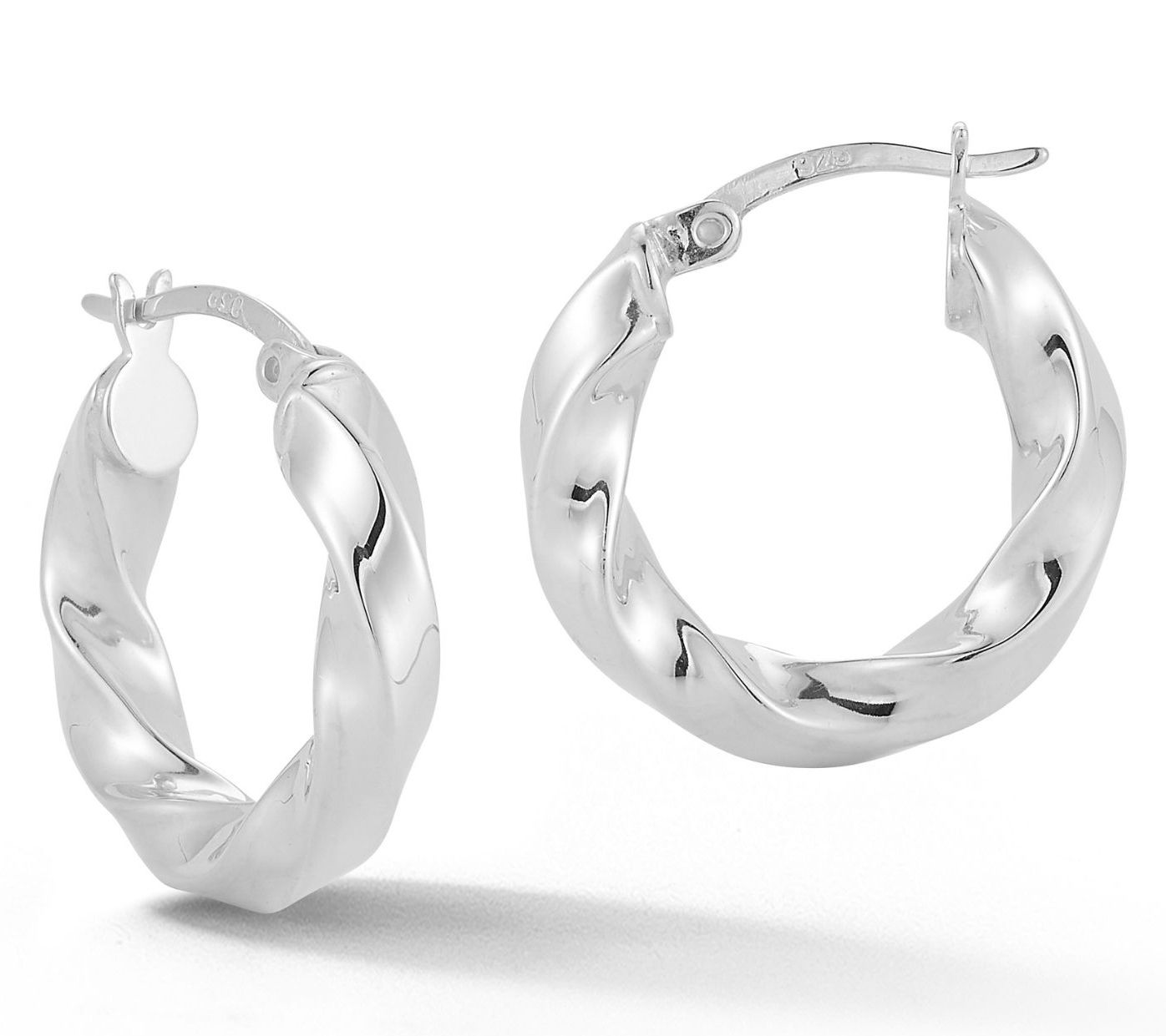 Sterlina Silver 3/4" Round Twist Hoop Earrings,Sterling
