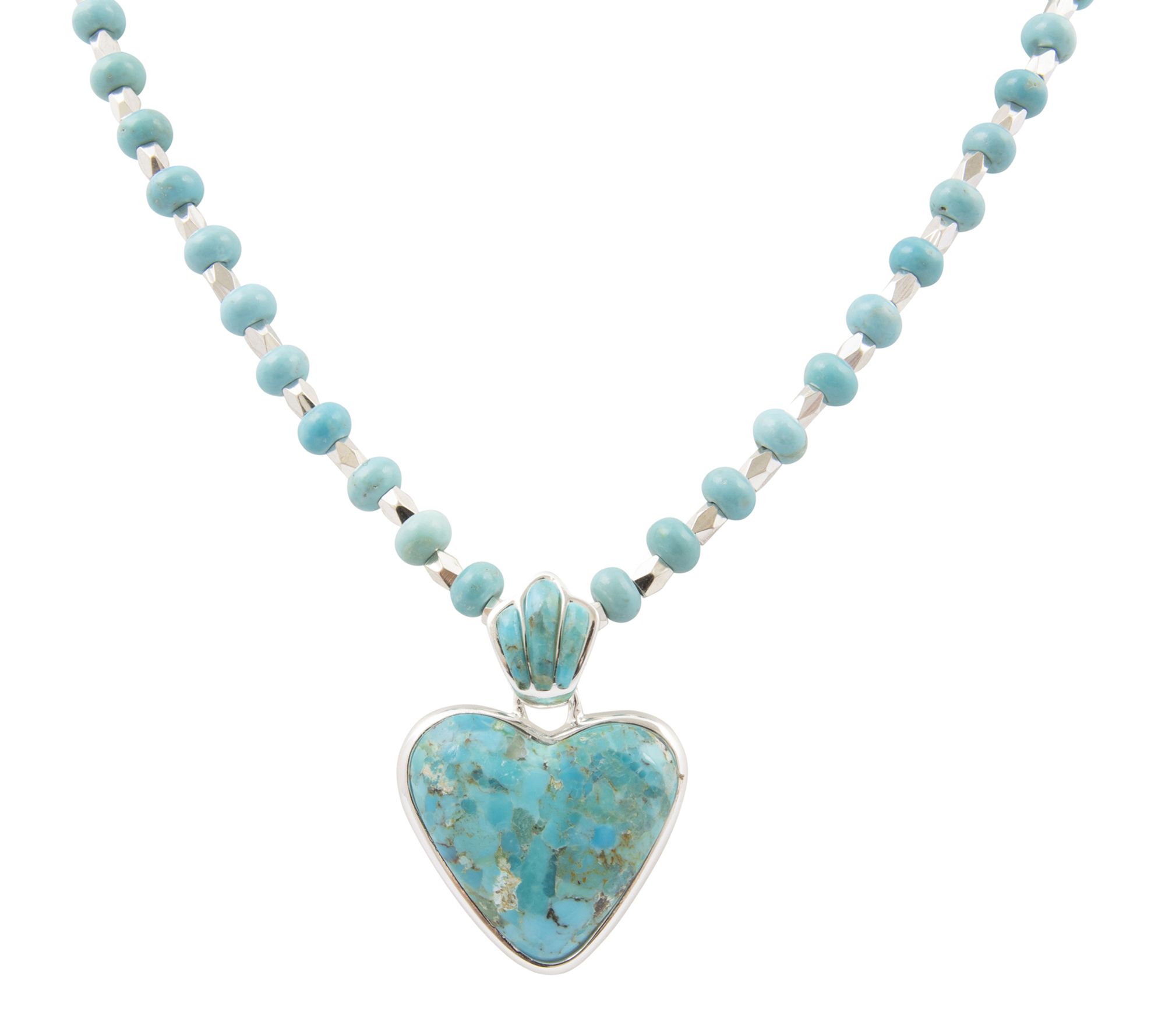 Barse Artisan Crafted Turquoise Heart Necklace