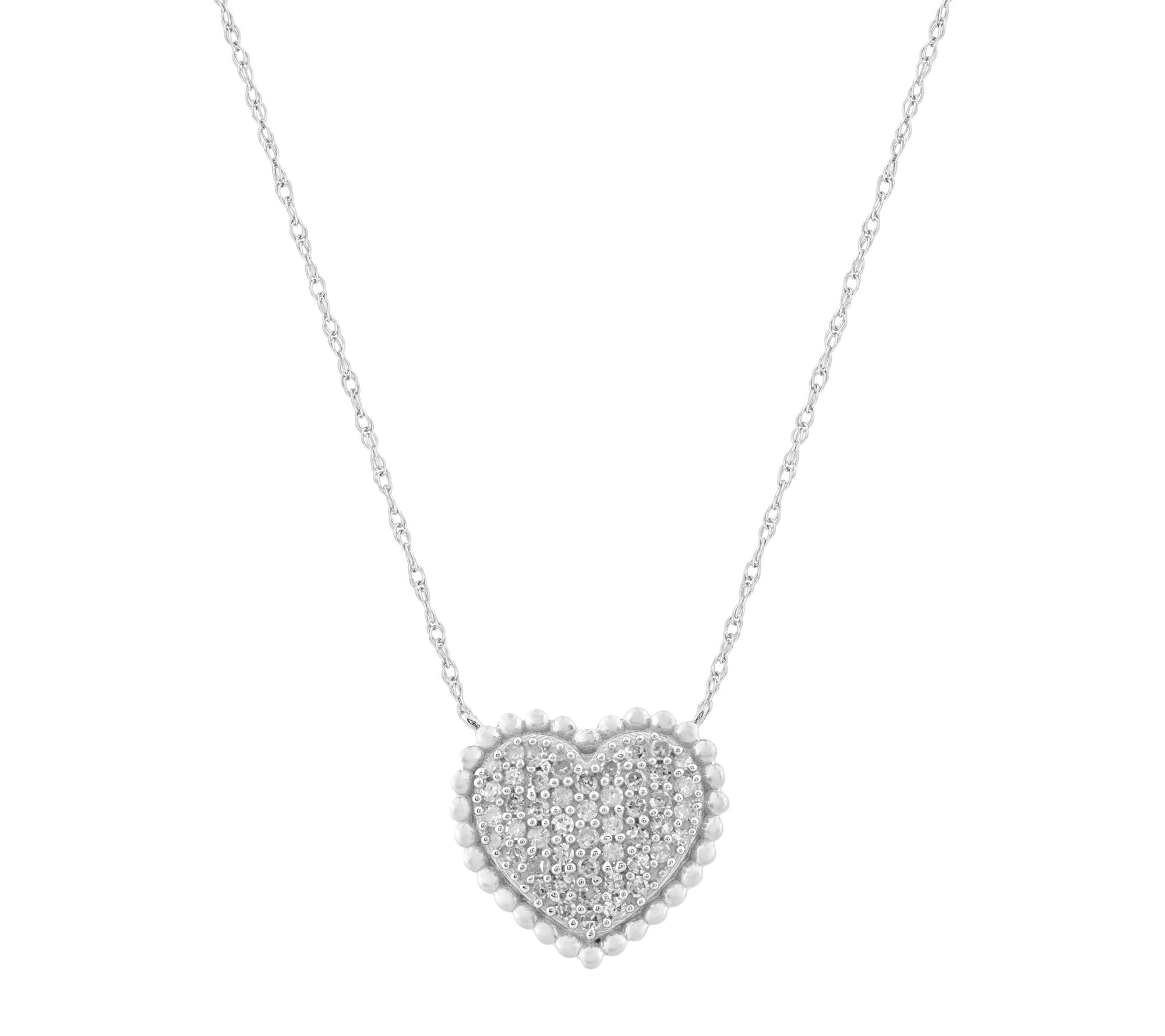 Accents by Affinity Pave Diamond Heart Necklace, Sterling