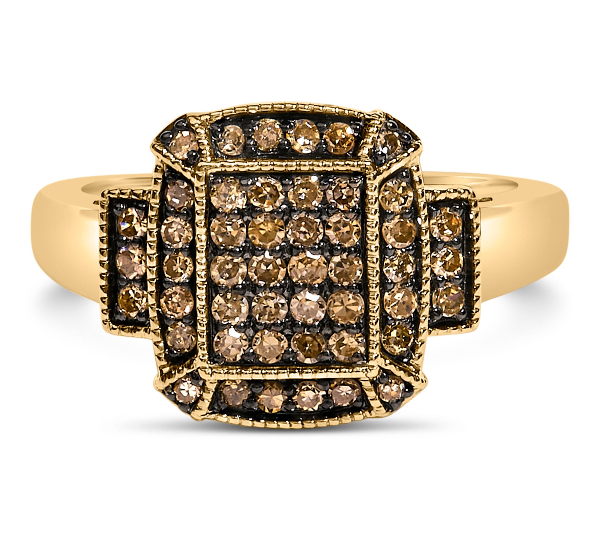 Haus of Brilliance Diamond Step Up Ring, 10K Go ld Plated