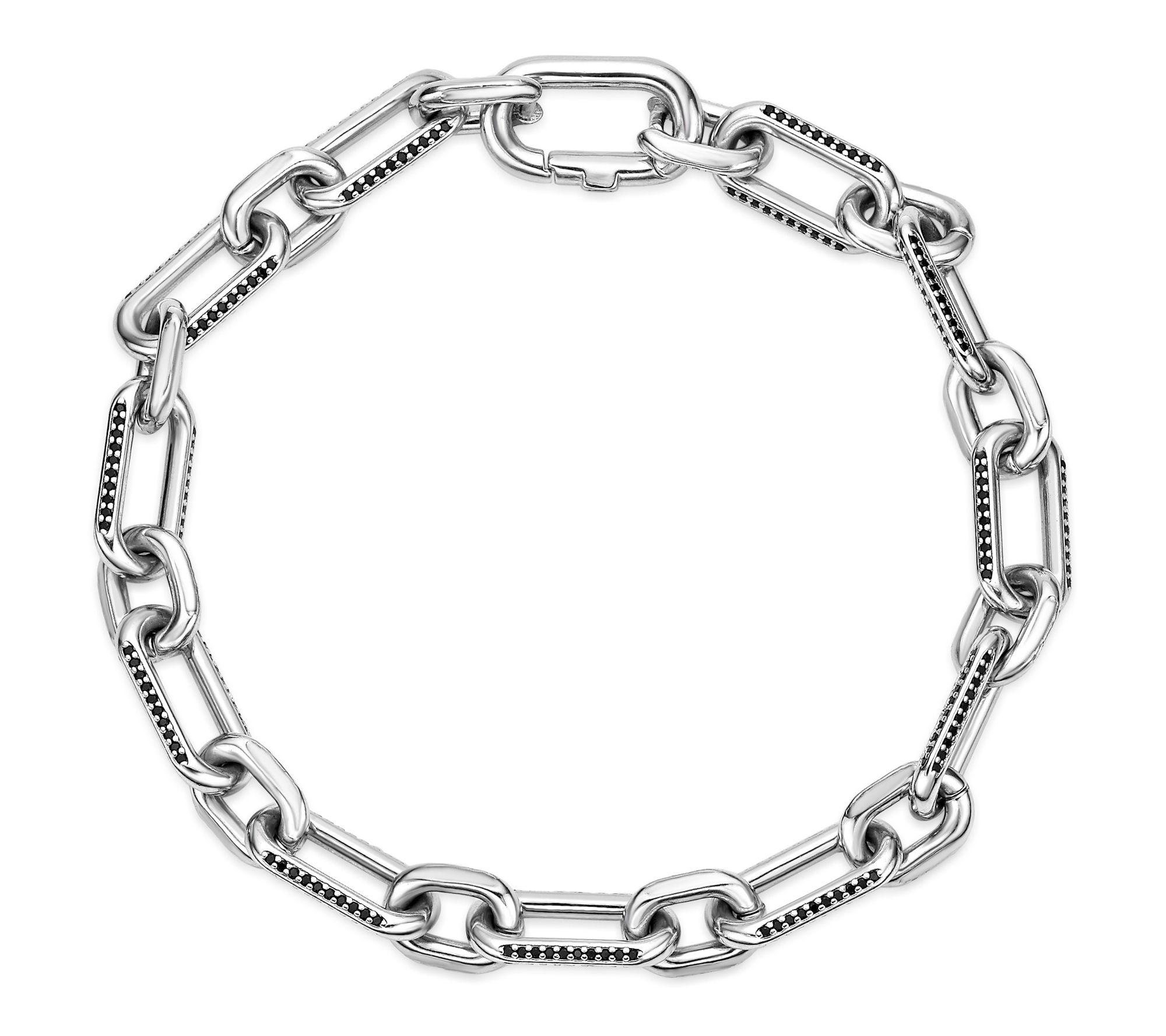 LYNX Men's Sterling Silver Black Spinel Bracelet