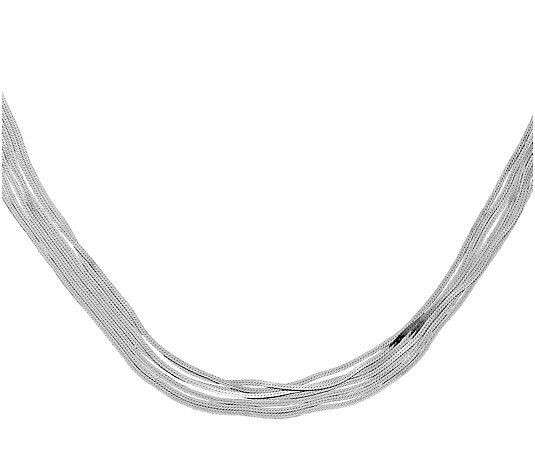 Italian Silver 7-Strands Herringbone Necklace,9.7g