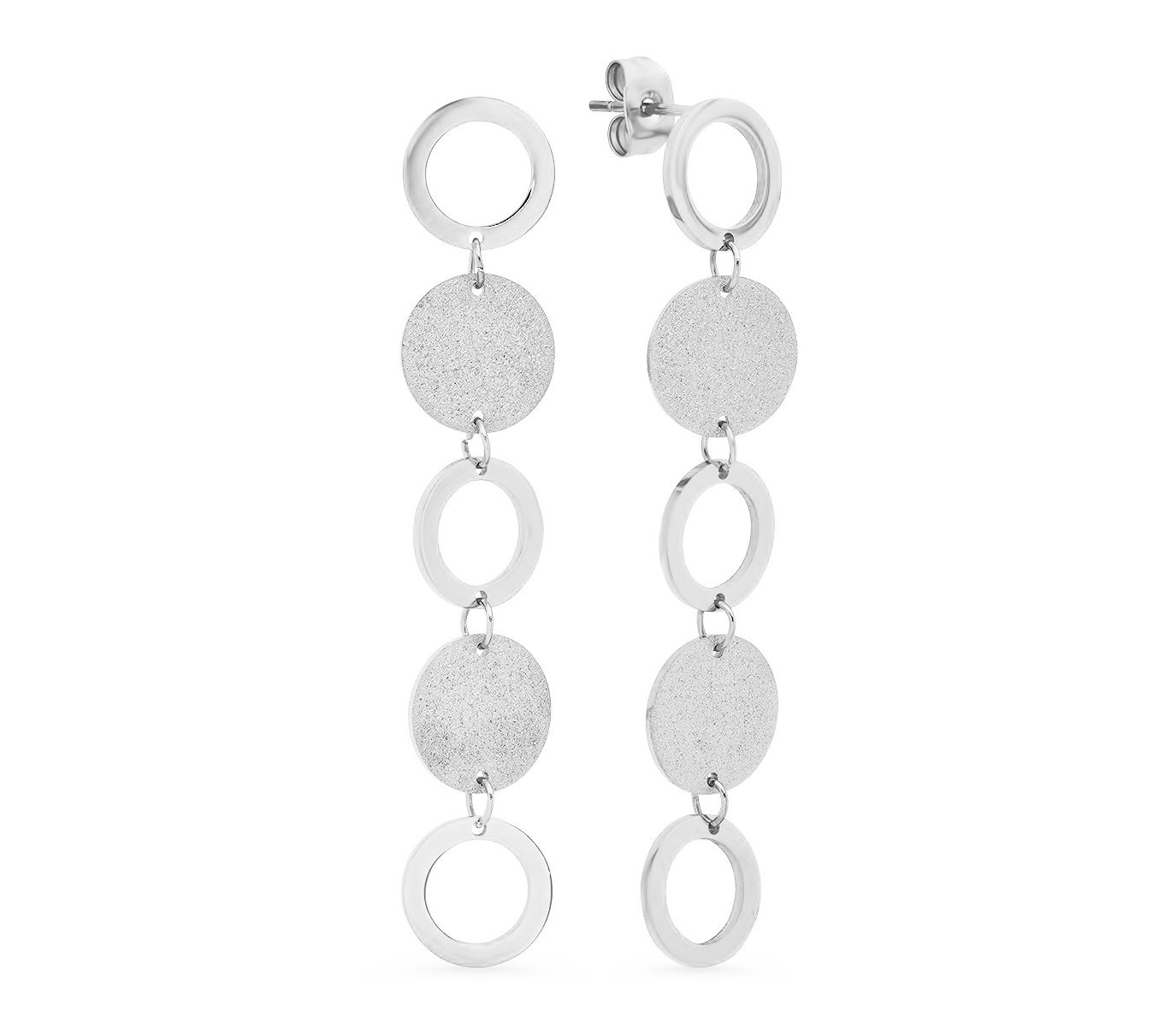 Steel by Design Circle Drop Earrings - QVC.com