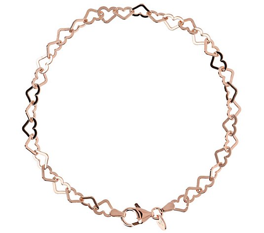 Bronzo Italia Polished Open Heart Anklet