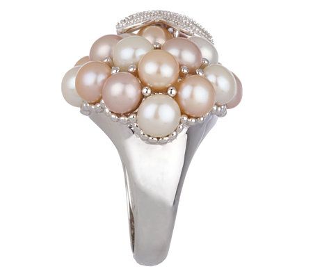 Honora Sterling Cultured Pearl 5.0mm White Starfish Ring w/Beaded ...