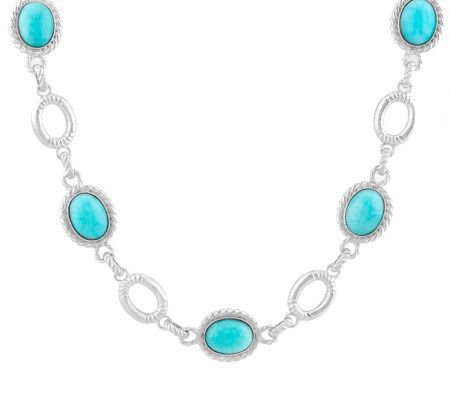 Judith Ripka Sterling Amazonite Oval Link 18