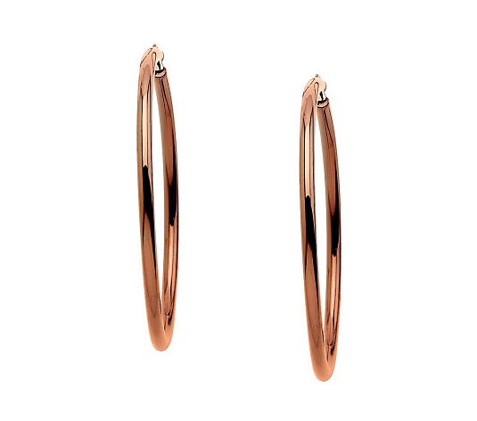Steel by Design Chocolate-Plated Round Hoop Earrings