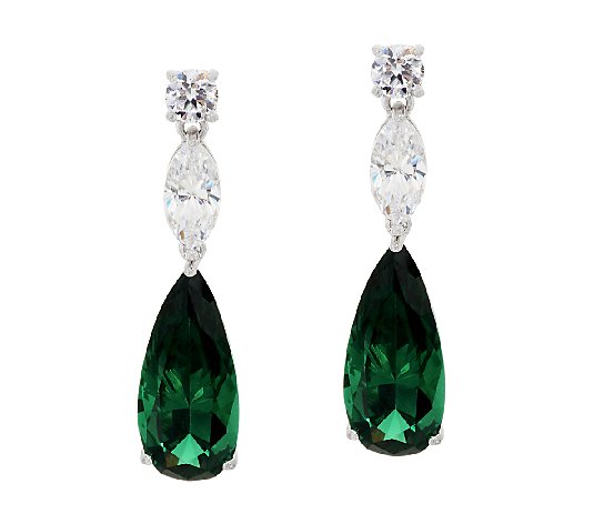 The Elizabeth Taylor 10.80 cttw Simulated Emerald Drop Earring