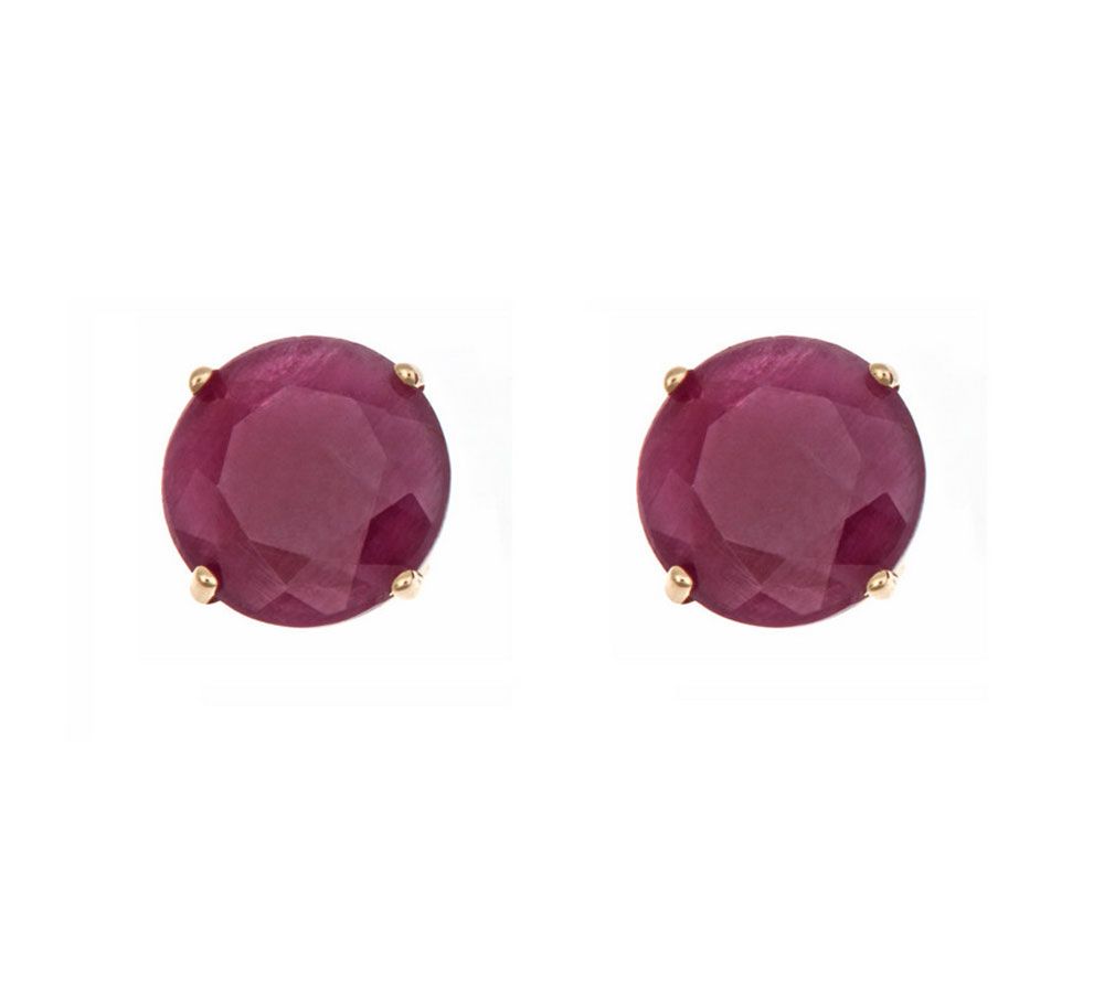 5mm Round Precious Gemstone Stud Earrings, 14KYellow Gold