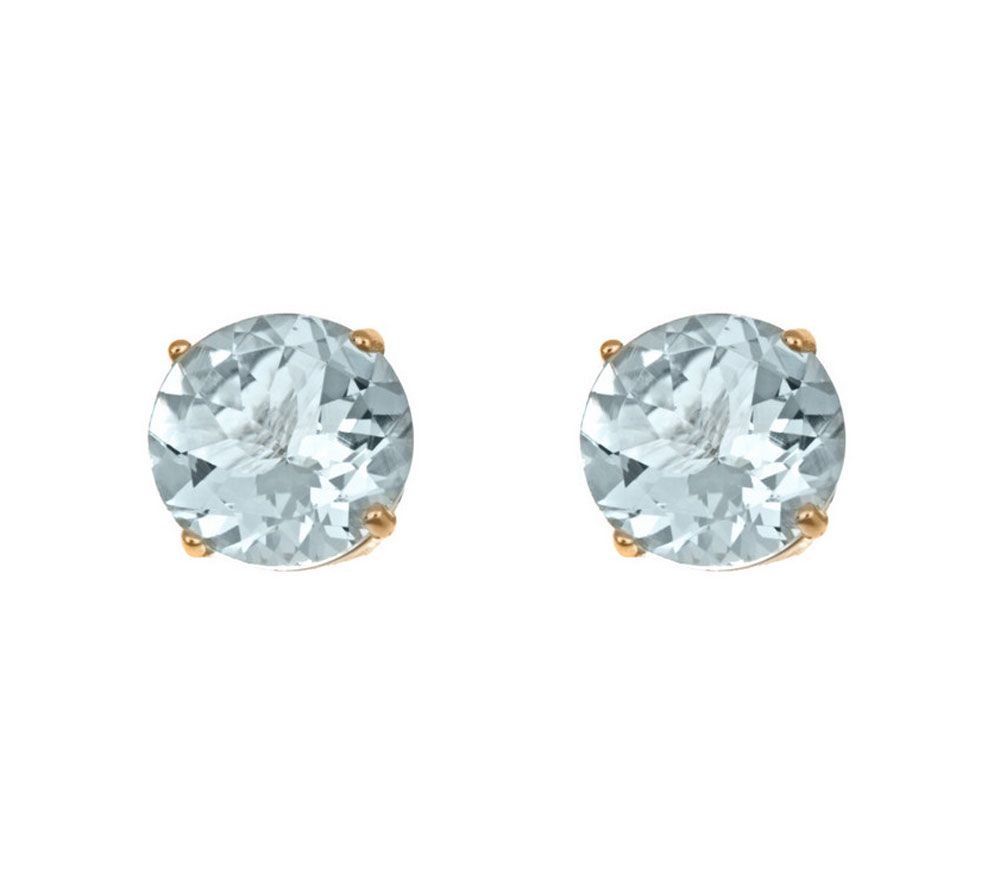 5mm Round Precious Gemstone Stud Earrings, 14KYellow Gold