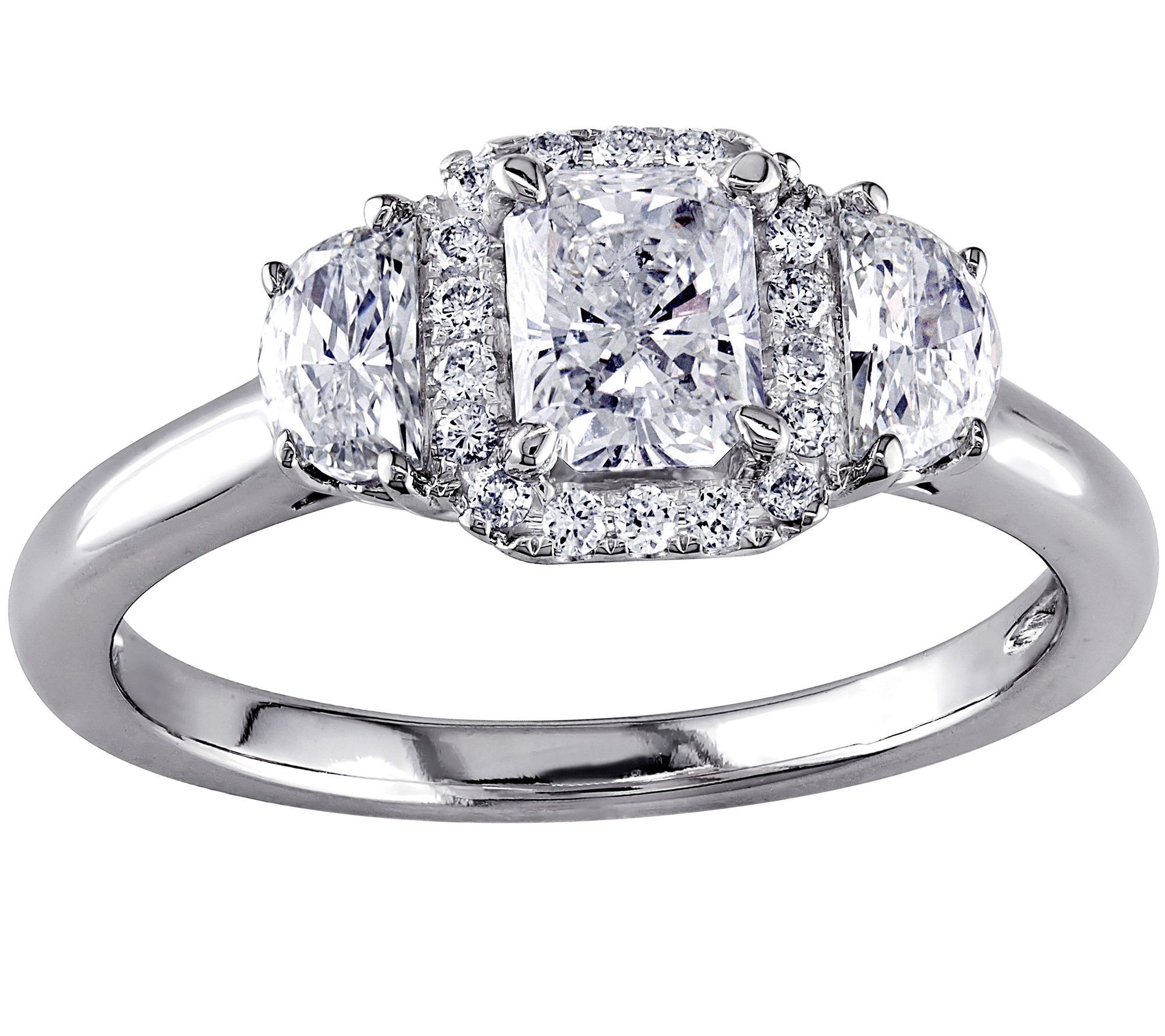 Affinity 9/10 cttw Radiant Cut Diamond Ring, 14K White Gold