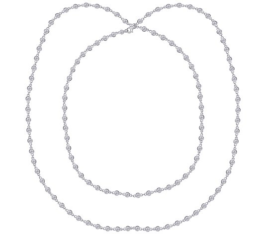Diamonique- By-The-Yard 100 Facet 44" Necklace, Platinum Clad