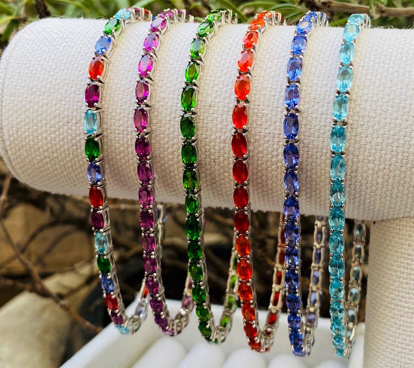 Generation Gems Oval Cut Exotic Gemstone Tennis Bracelet Sterling