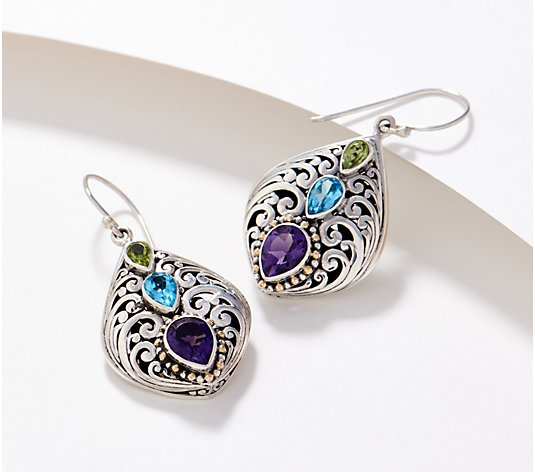 Artisan Crafted Sterling Silver & Gemstone Accent Earrings