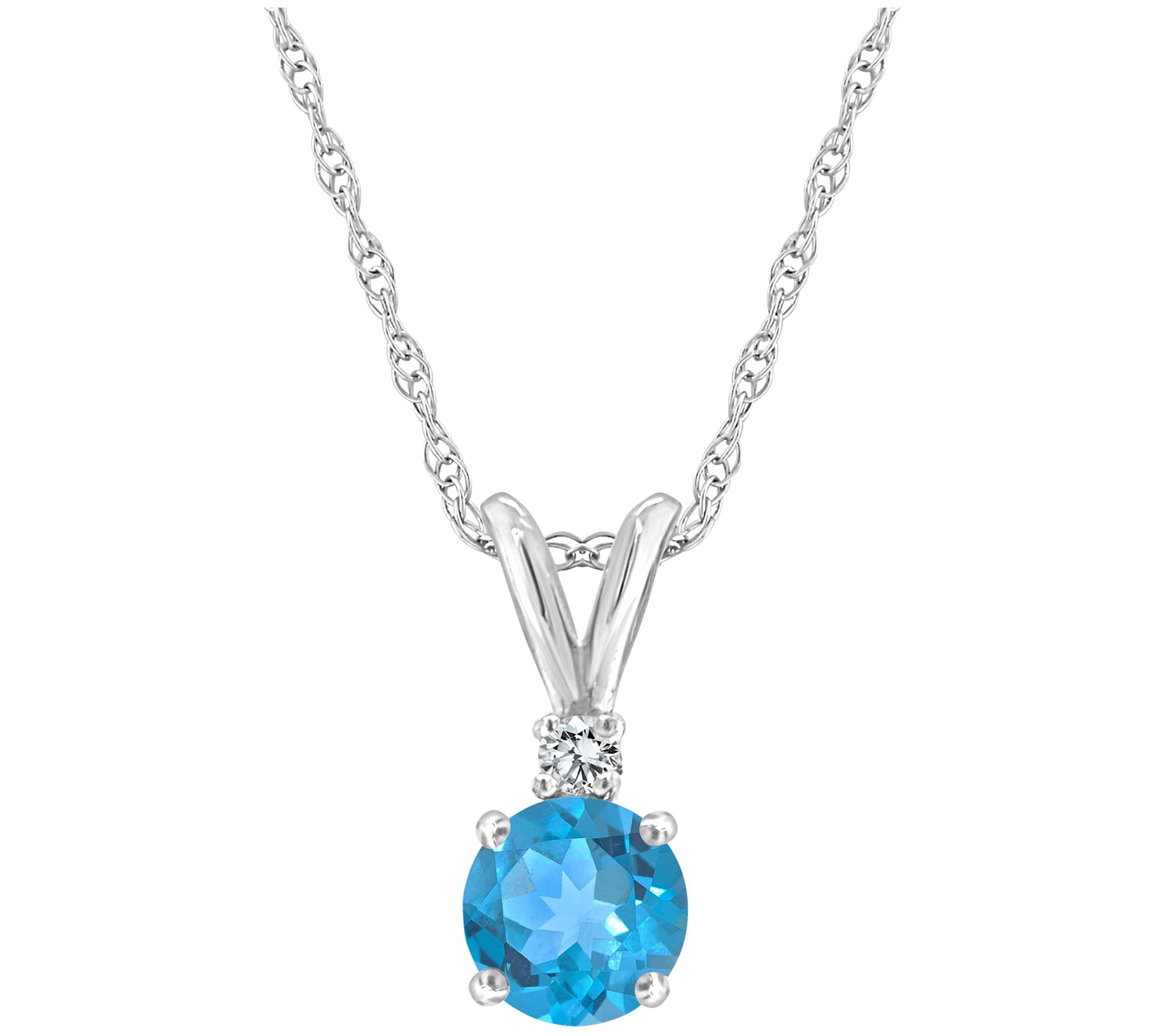 14K 0.60 cttw Blue Topaz & Diamond Accent Penda nt w/ Chain