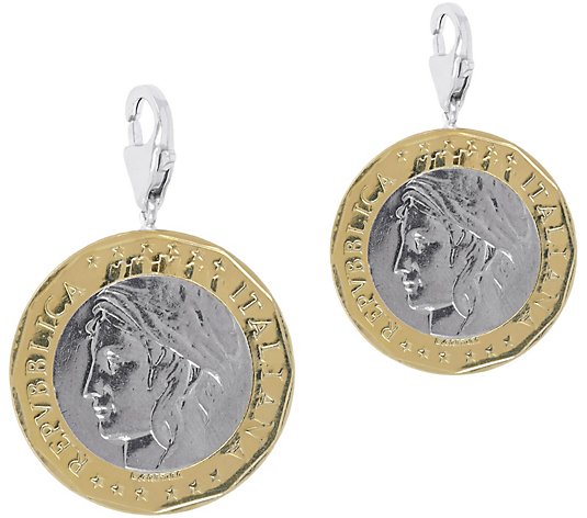 Italian Silver Set of 2 1000-Lire Coin Charms, Sterling