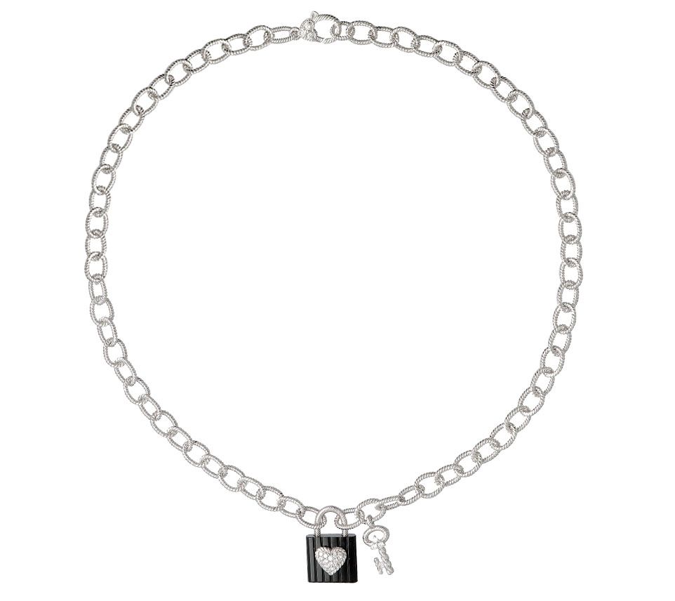 Judith Ripka Sterling Onyx Lock & Key Charm Necklace - QVC.com